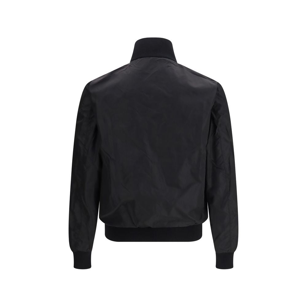 Prada Black Fleece Wool Full-Length Jacket