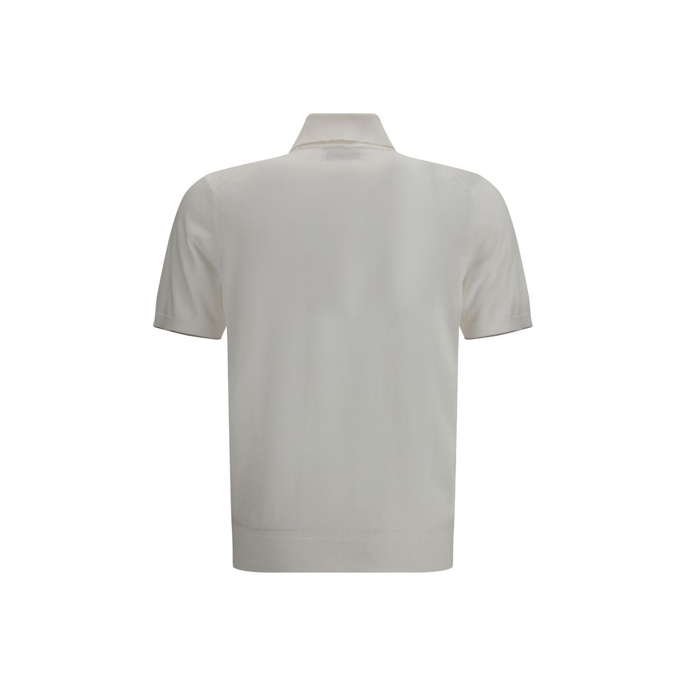 Brunello Cucinelli White Cotton Polo Shirt