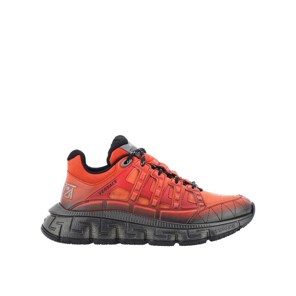 Versace Orange Fabric Athletic Sneakers