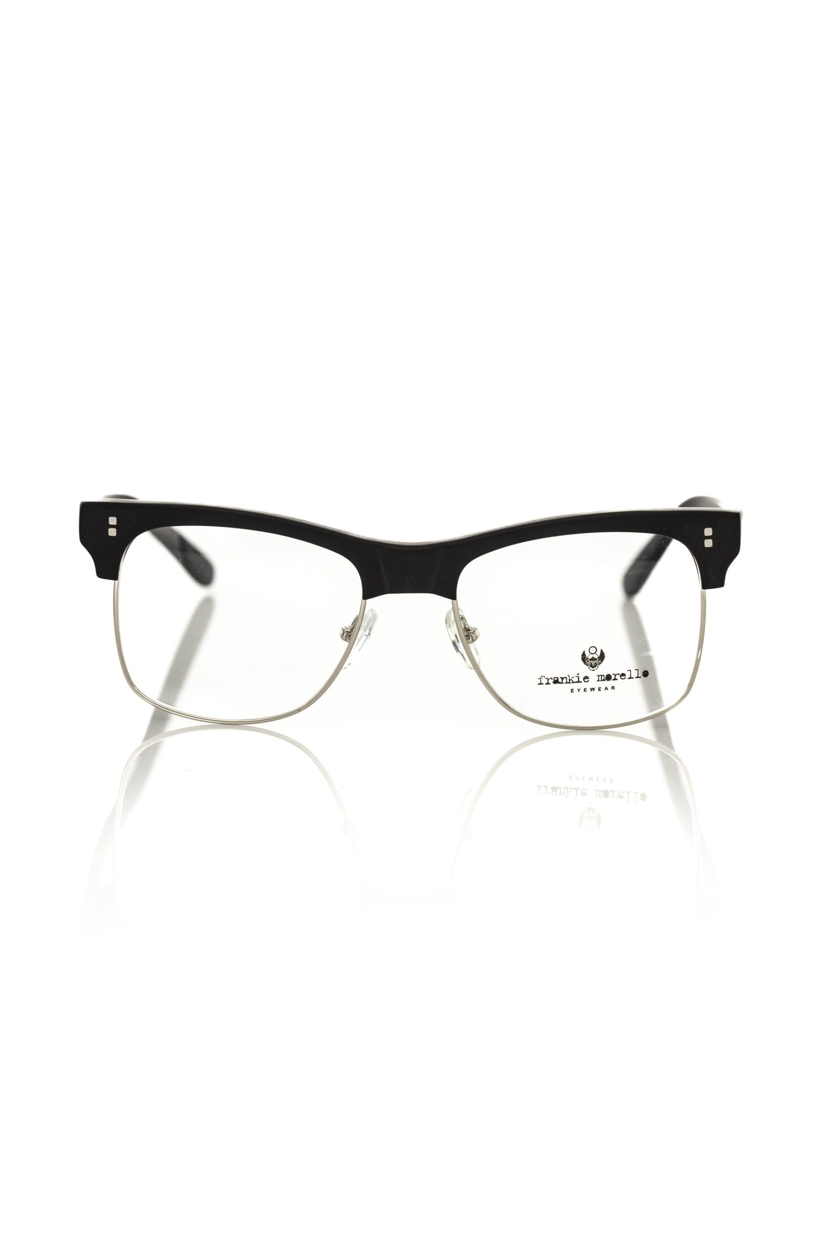 Frankie Morello Black Metallic Unisex Eyeglass Frame