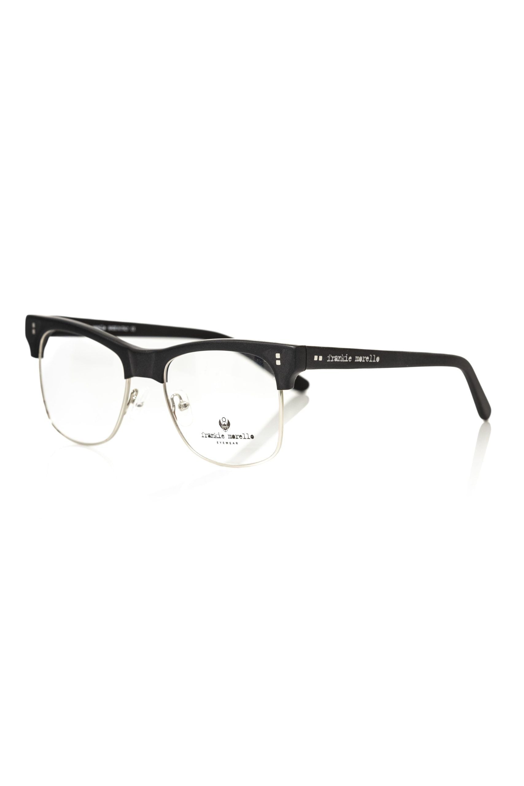Frankie Morello Black Metallic Unisex Eyeglass Frame