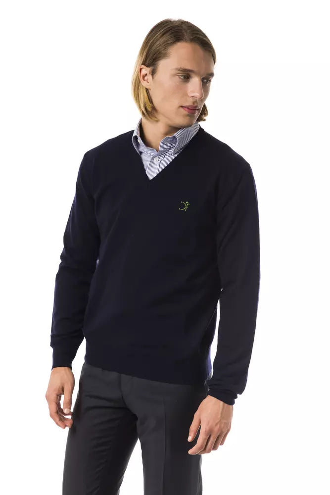 Uominitaliani Blue Merino Men Sweater