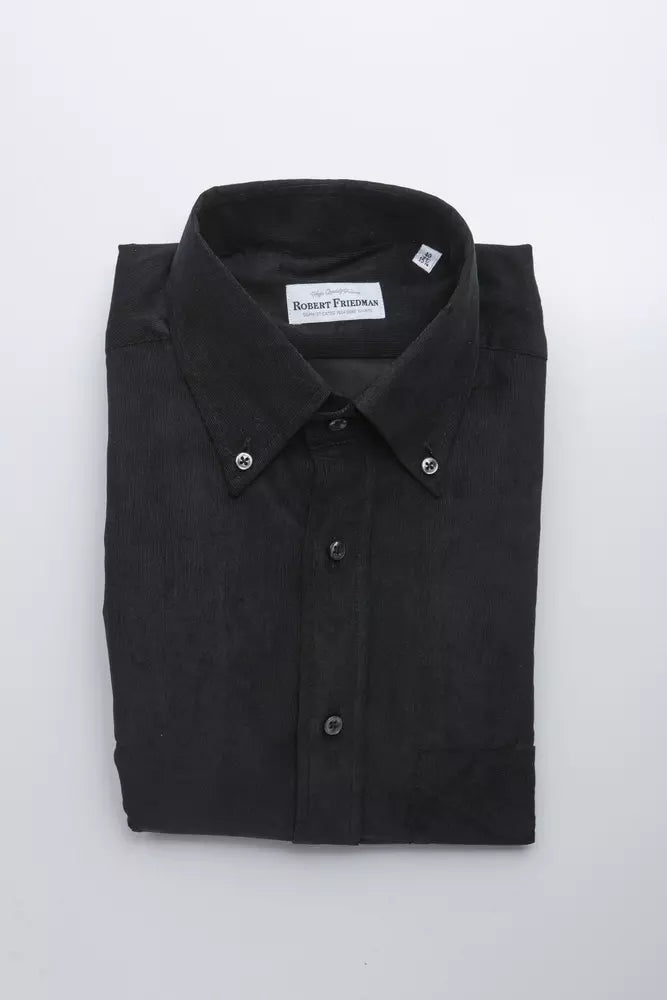 Robert Friedman Black Cotton Men's Shirt