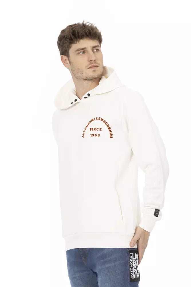 Automobili Lamborghini White Cotton Men Sweater with Pockets