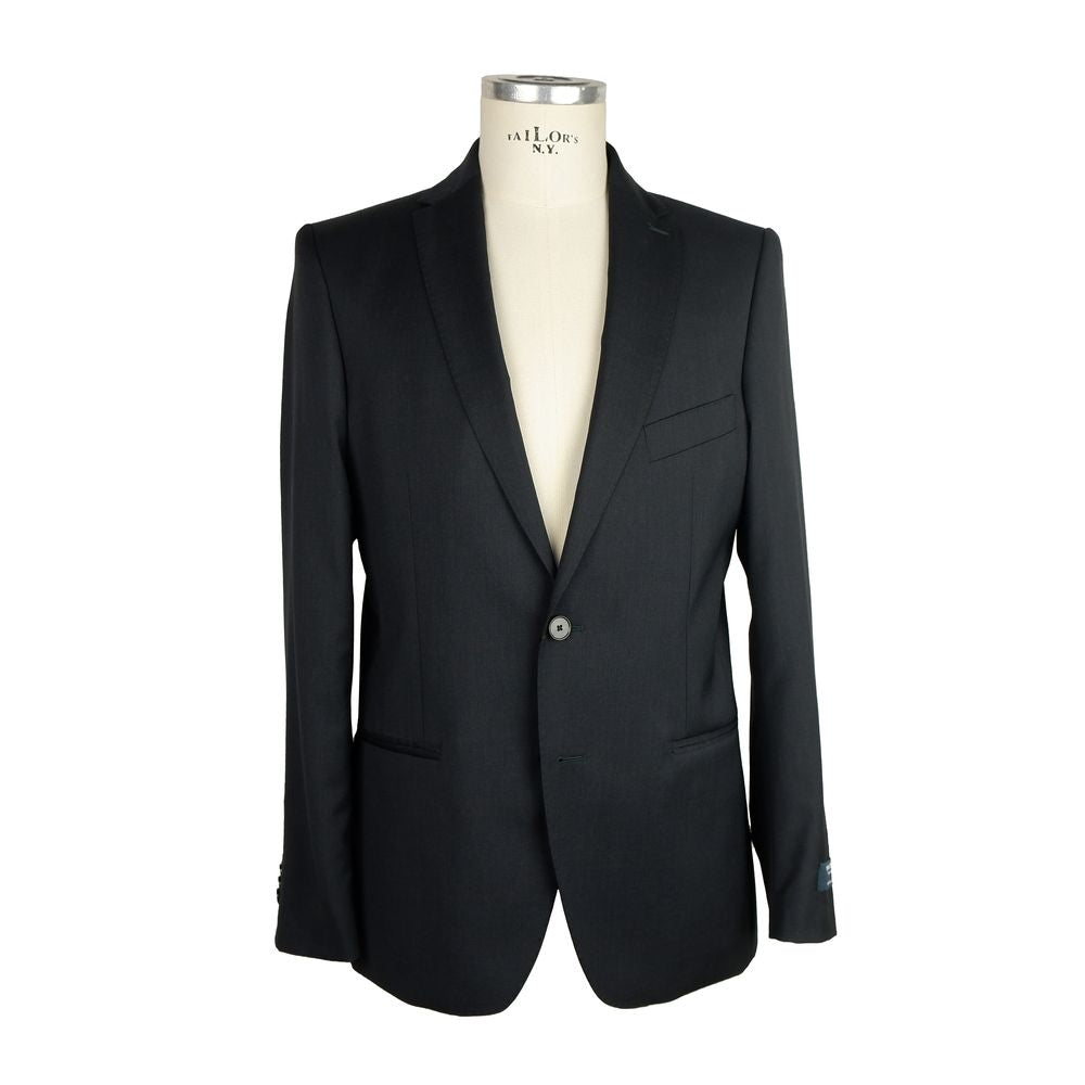 Made in Italy Black Wool Men's Suit