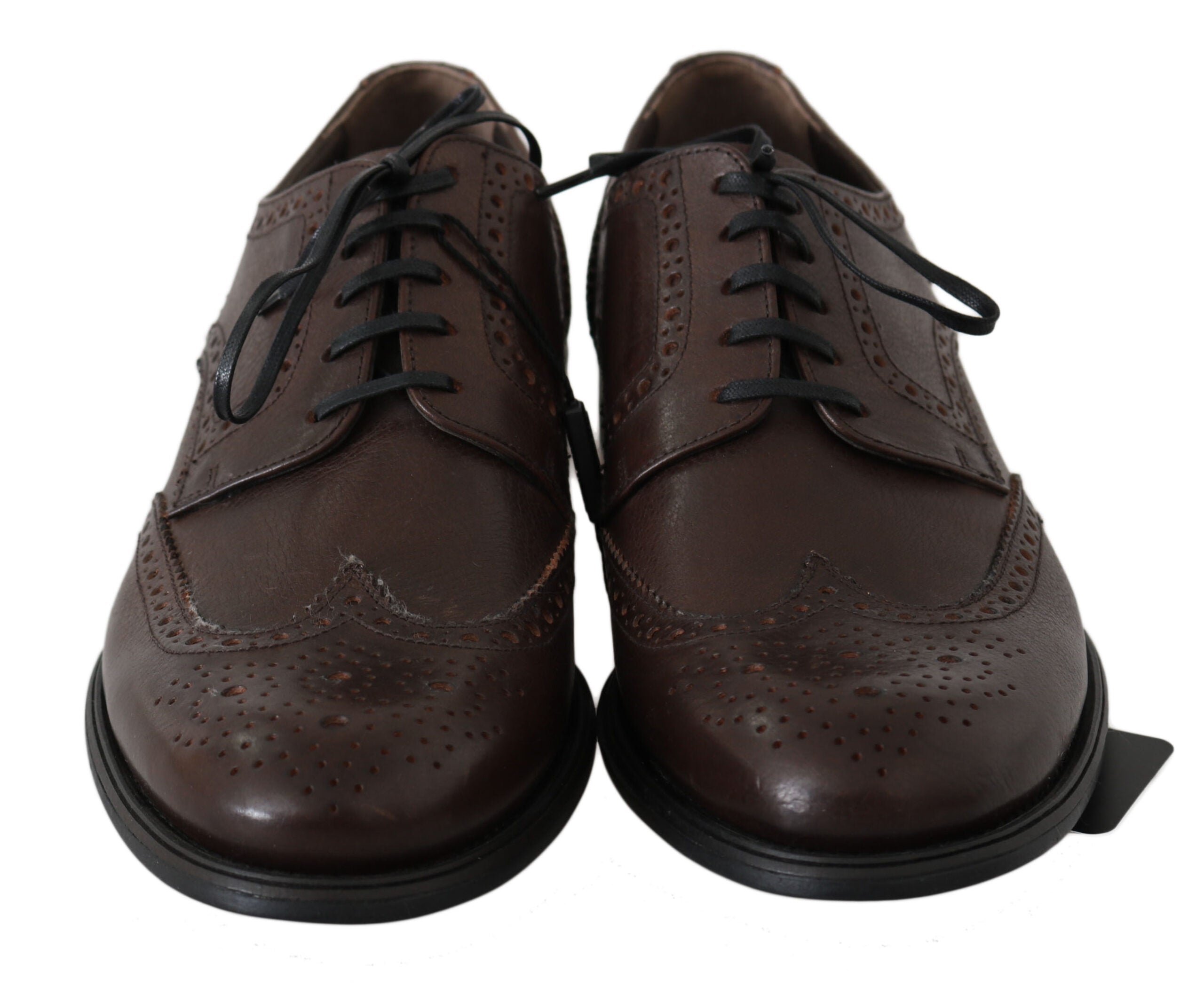 Dolce & Gabbana Brown Leather Brogue Derby Dress Shoes