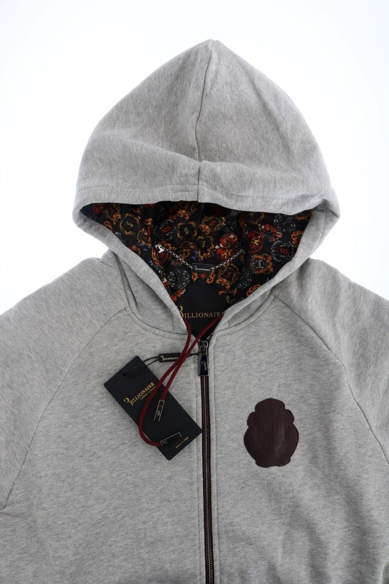 Billionaire Italian Couture Gray Cotton Hooded Sweatsuit