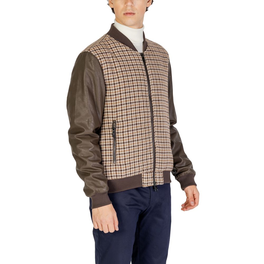 Gianni Lupo Brown Polyester Jackets & Coat