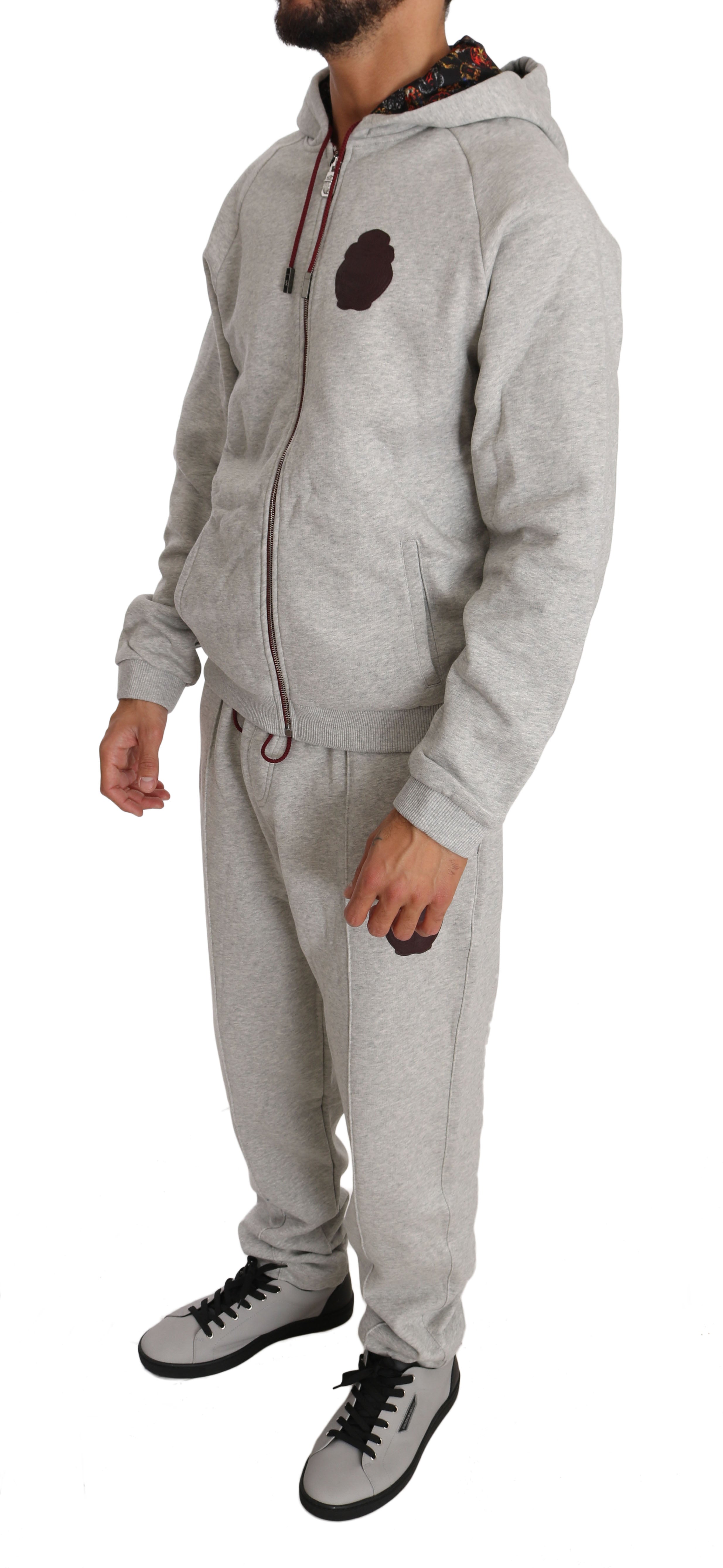 Billionaire Italian Couture Gray Cotton Sweater Pants Tracksuit