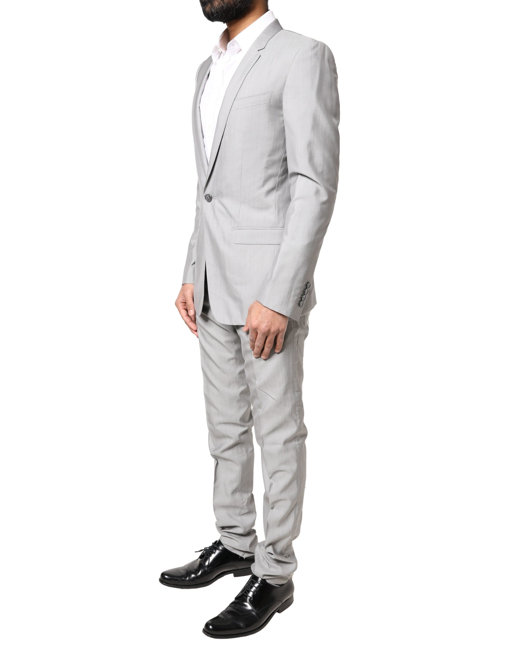 Dolce & Gabbana Light Gray Wool GOLD 2 Piece Formal Suit