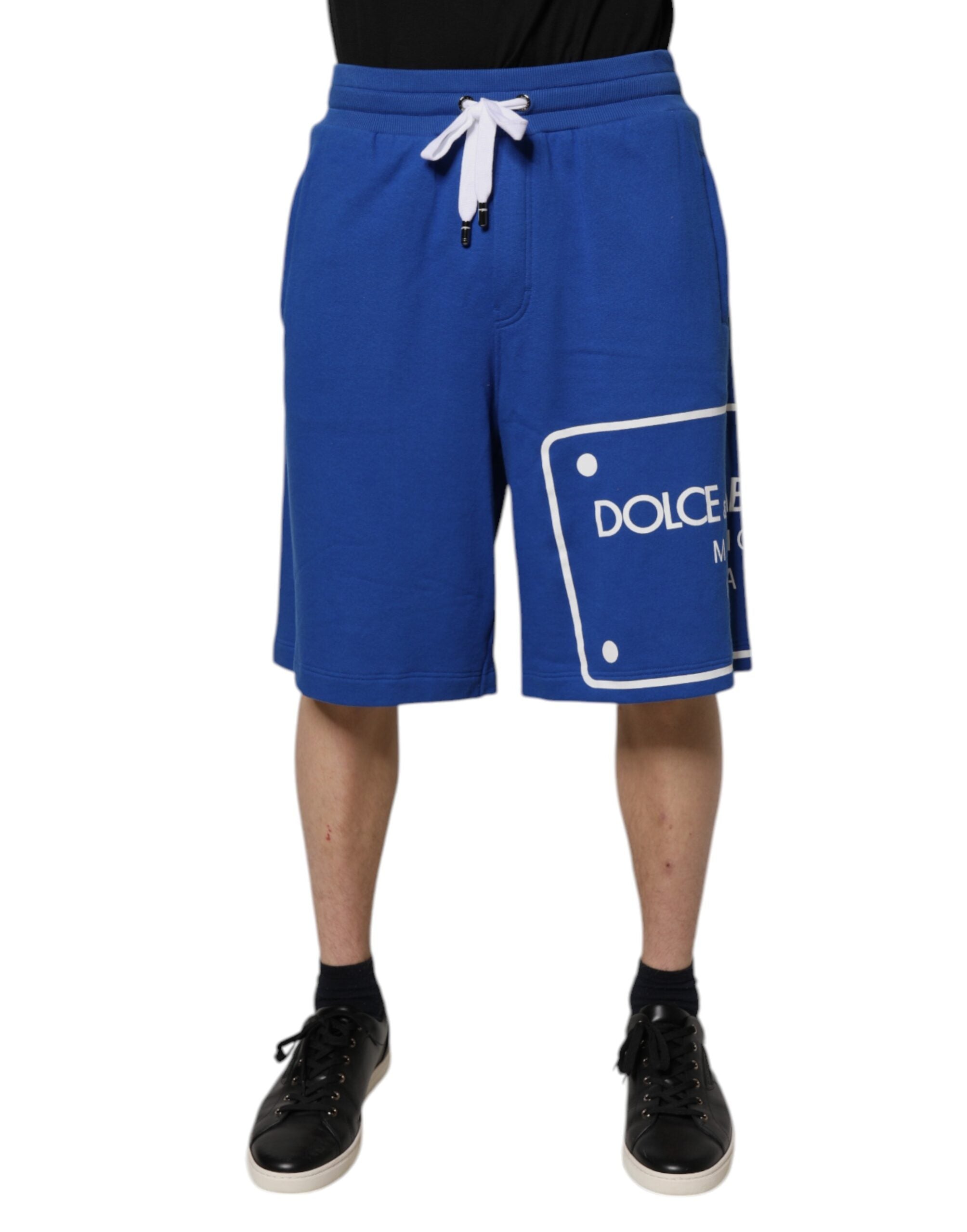 Dolce & Gabbana Blue Logo Cotton Bermuda Sweatshorts Shorts