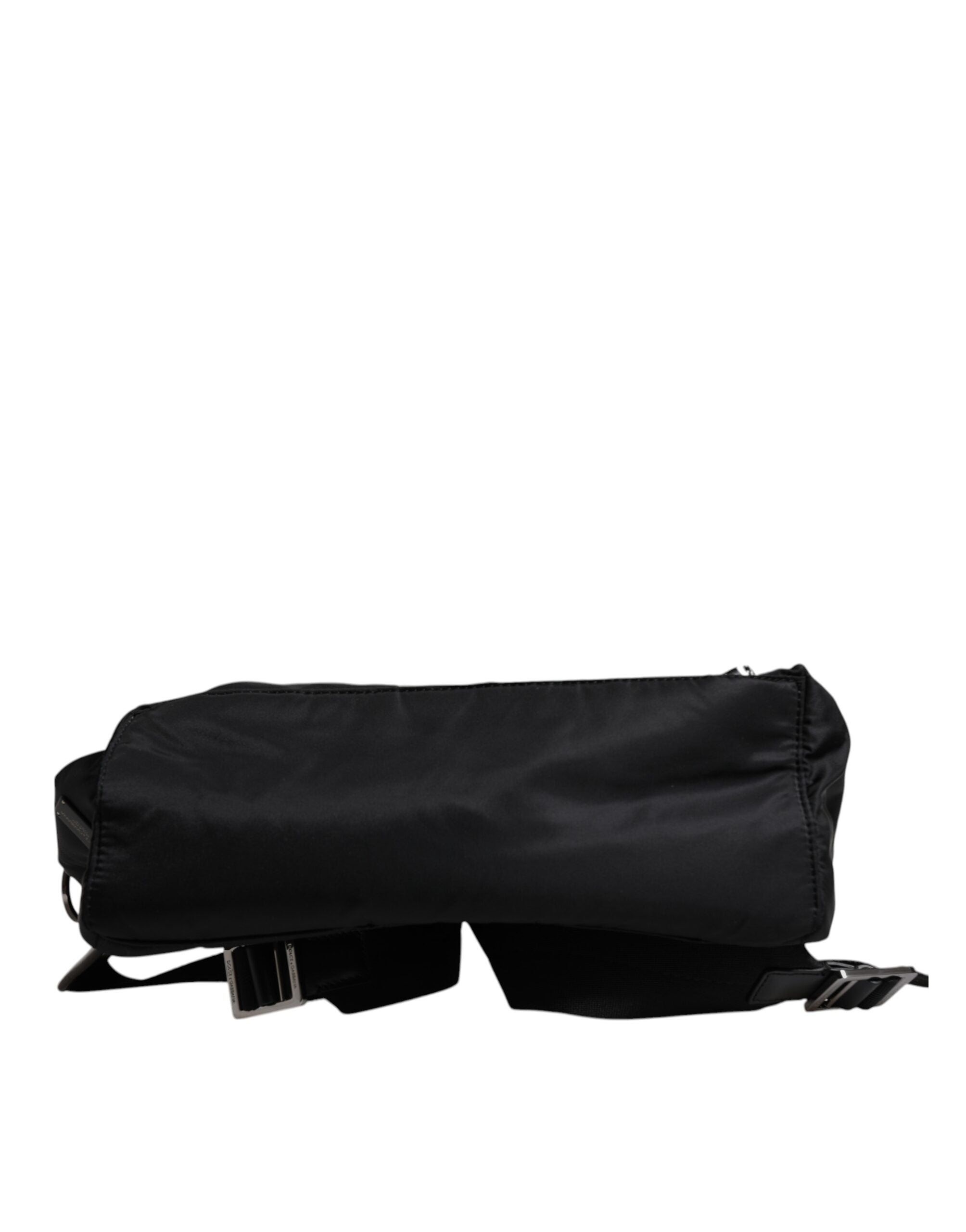 Dolce & Gabbana Black Logo Tape Polyamide School Travel Backpack Bag
