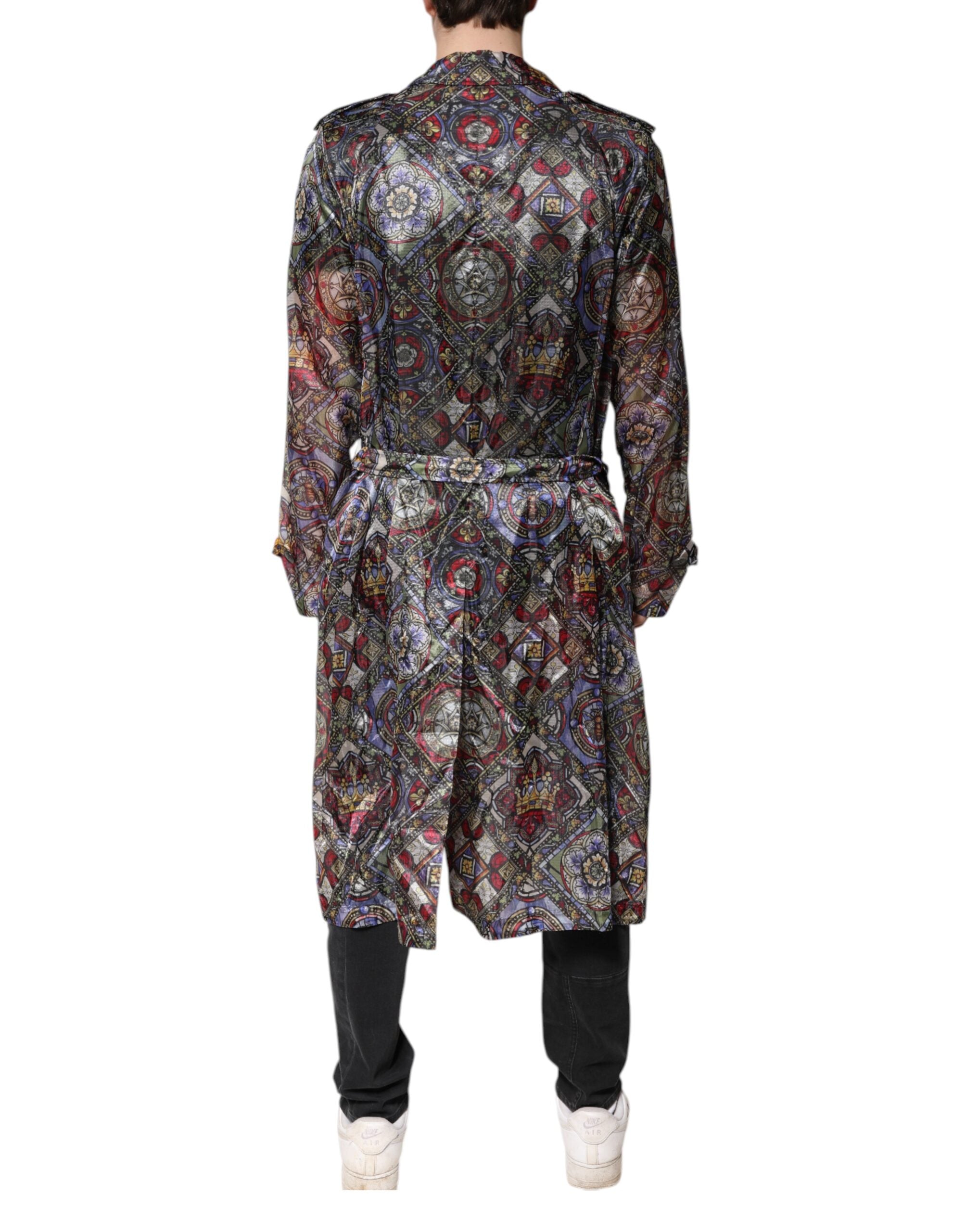 Dolce & Gabbana Multicolor Royal Bee Crown Trench Coat Jacket