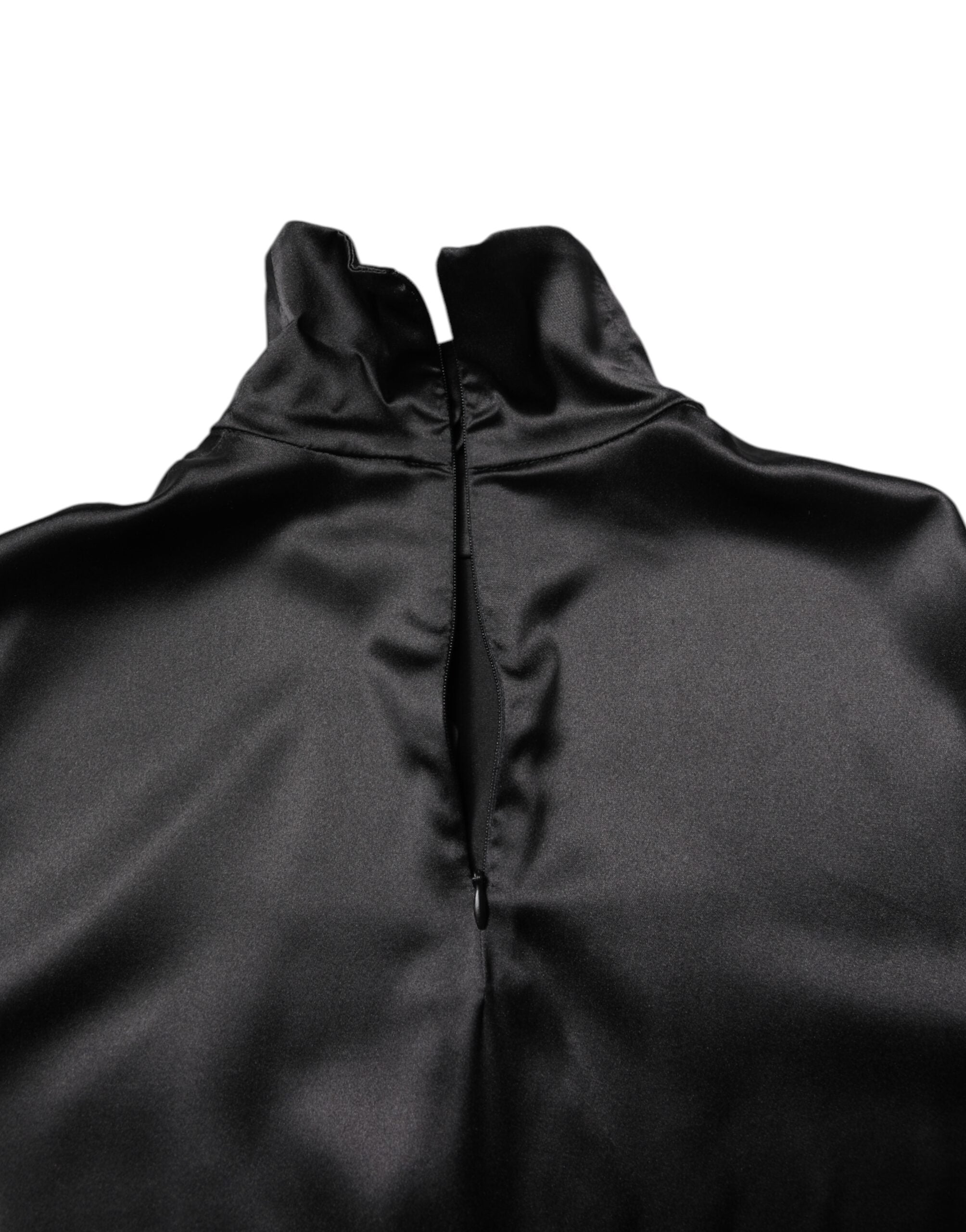 Dolce & Gabbana Black Silk Turtleneck Men Pullover Sweater