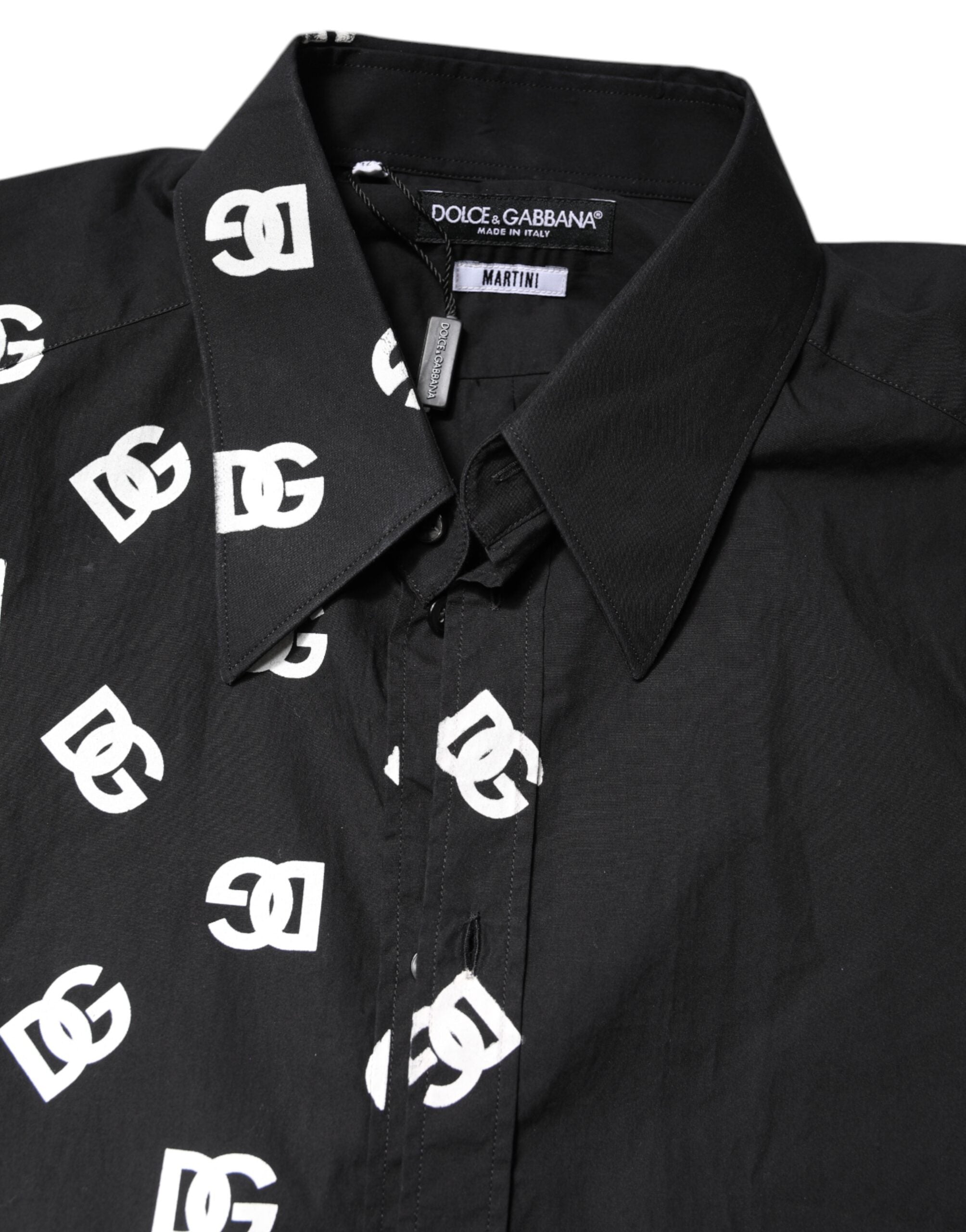 Dolce & Gabbana Black DG Logo Cotton MARTINI Dress Shirt