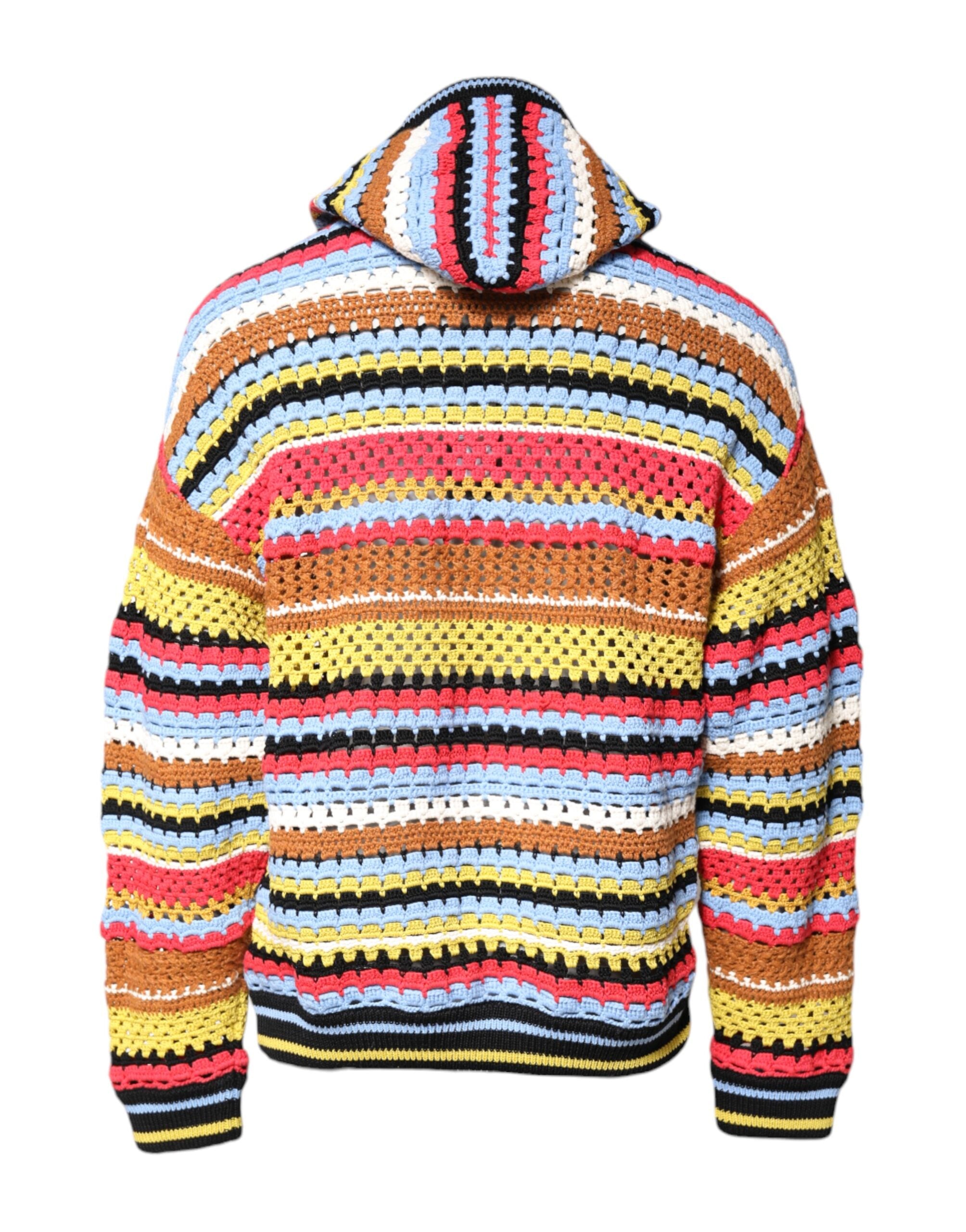 Dolce & Gabbana Multicolor Cotton Hooded Pullover Sweater