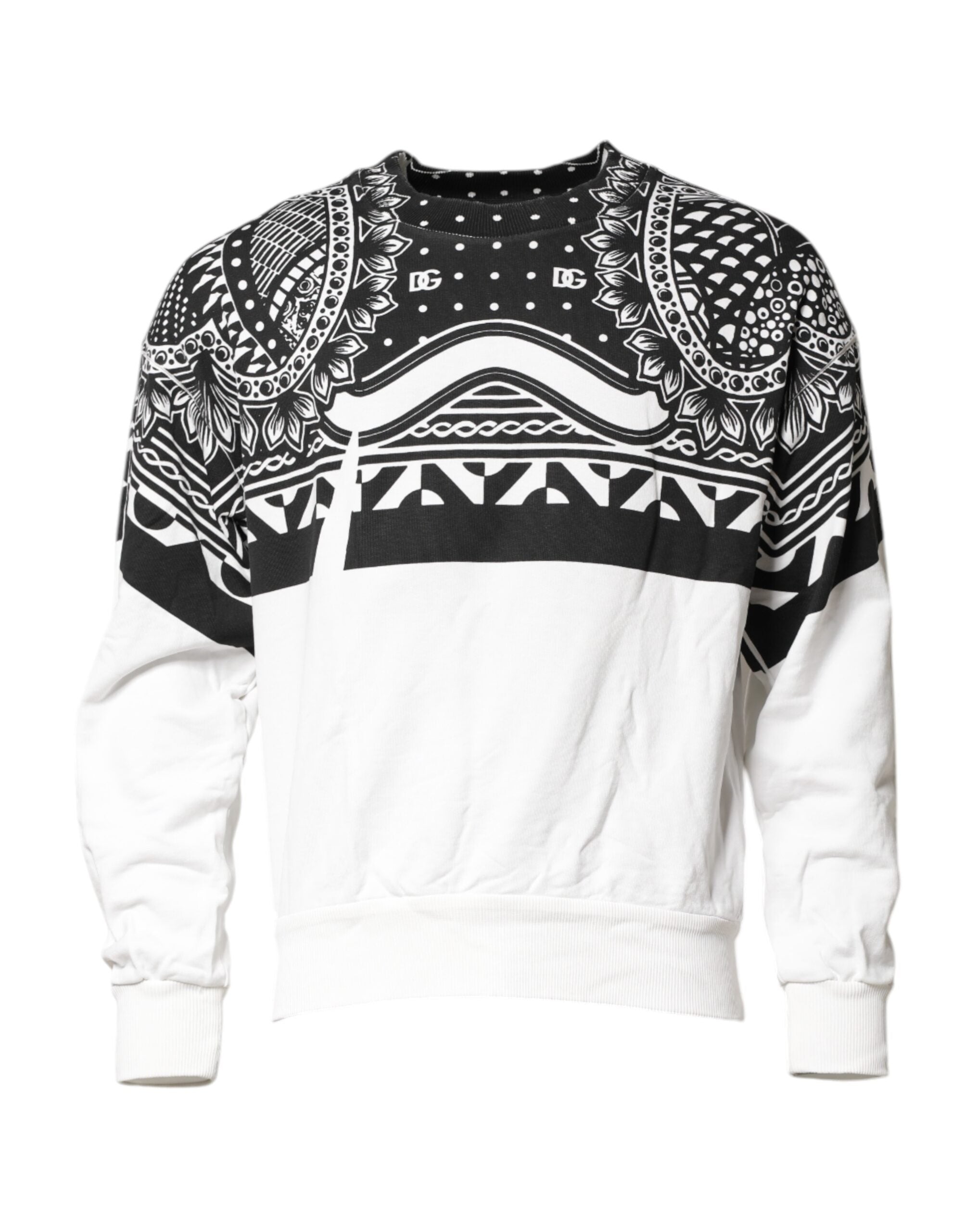 Dolce & Gabbana Black White Bandana Cotton Men Sweatshirt Sweater