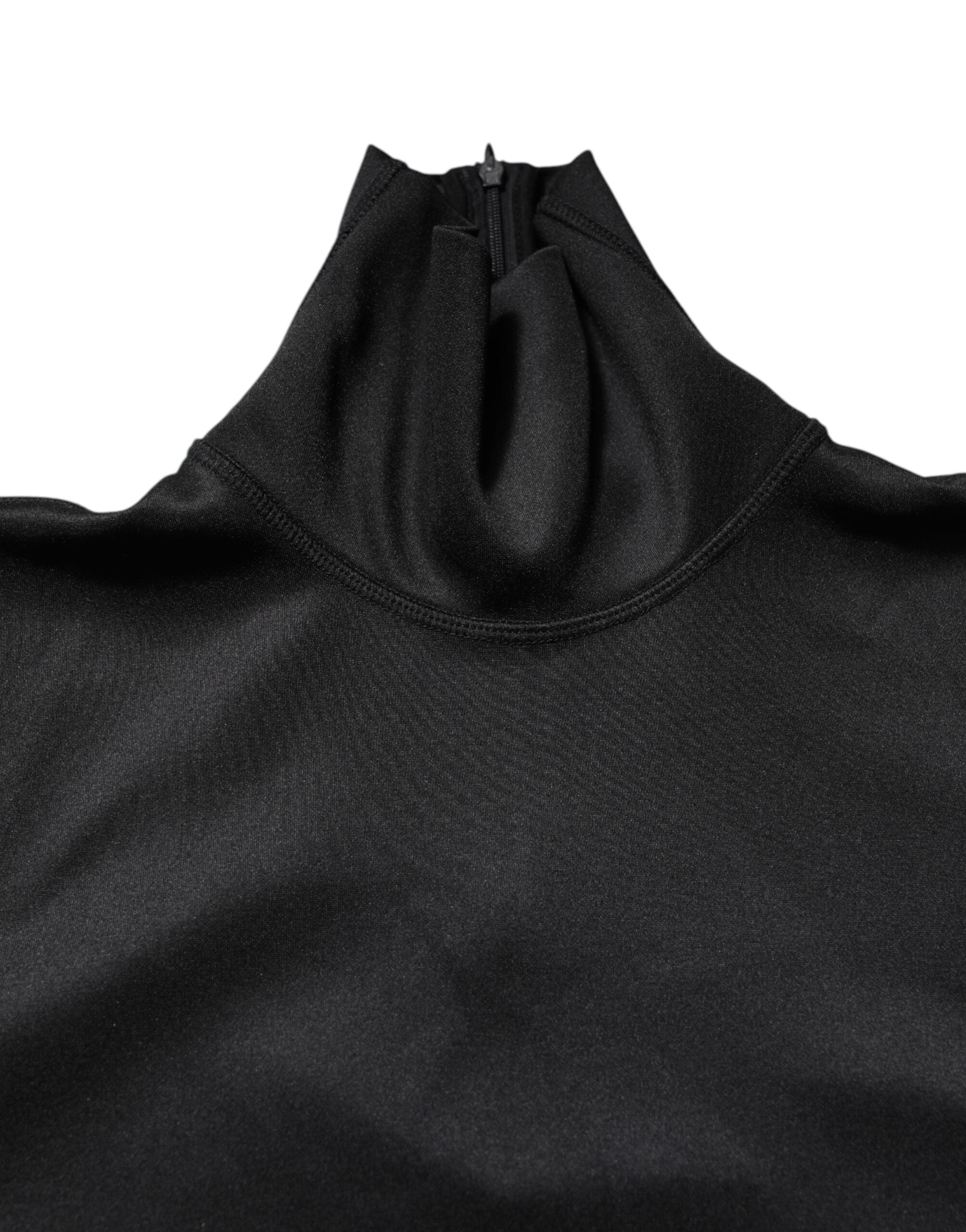 Dolce & Gabbana Black Polyester Turtleneck Pullover Sweater