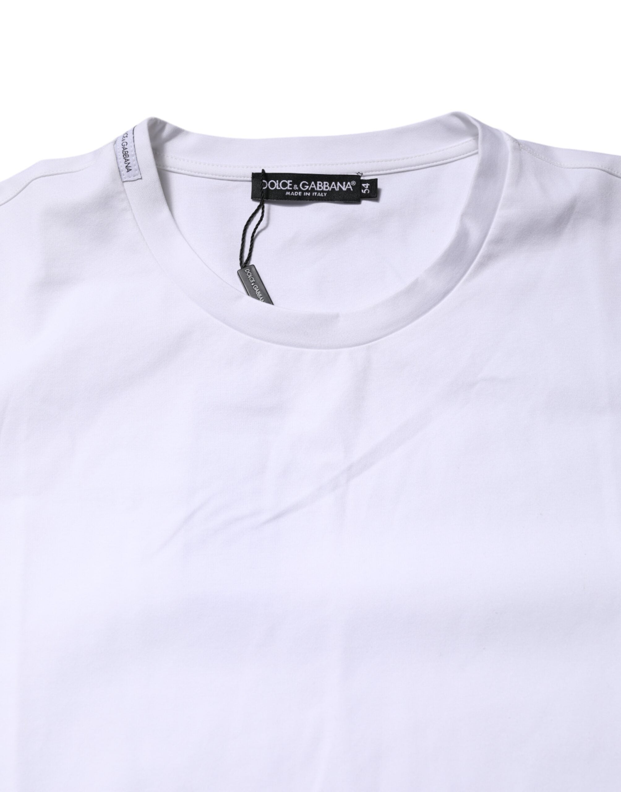 Dolce & Gabbana White Cotton Short Sleeves Crew Neck T-shirt
