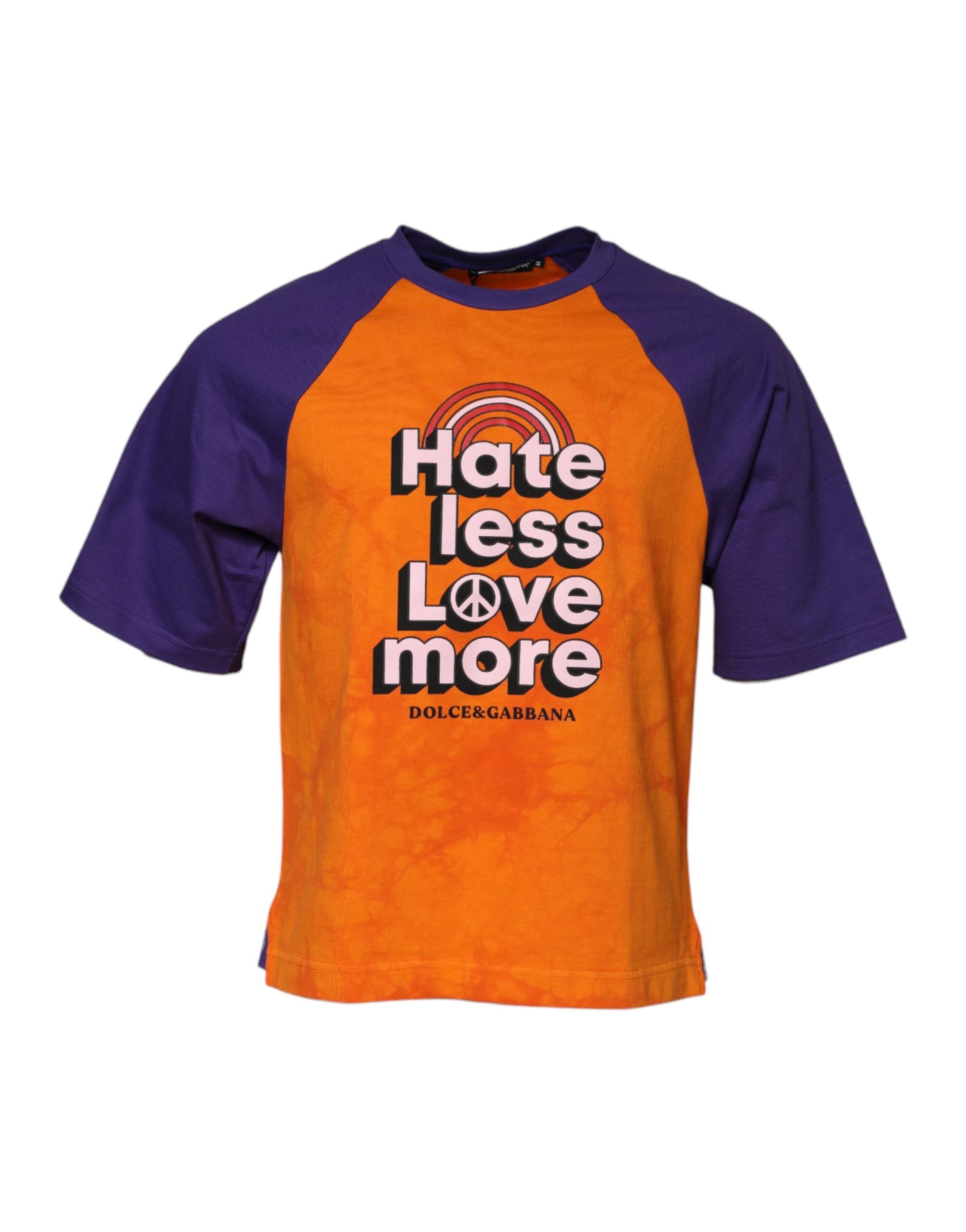 Dolce & Gabbana Orange Purple Printed Round Neck T-shirt