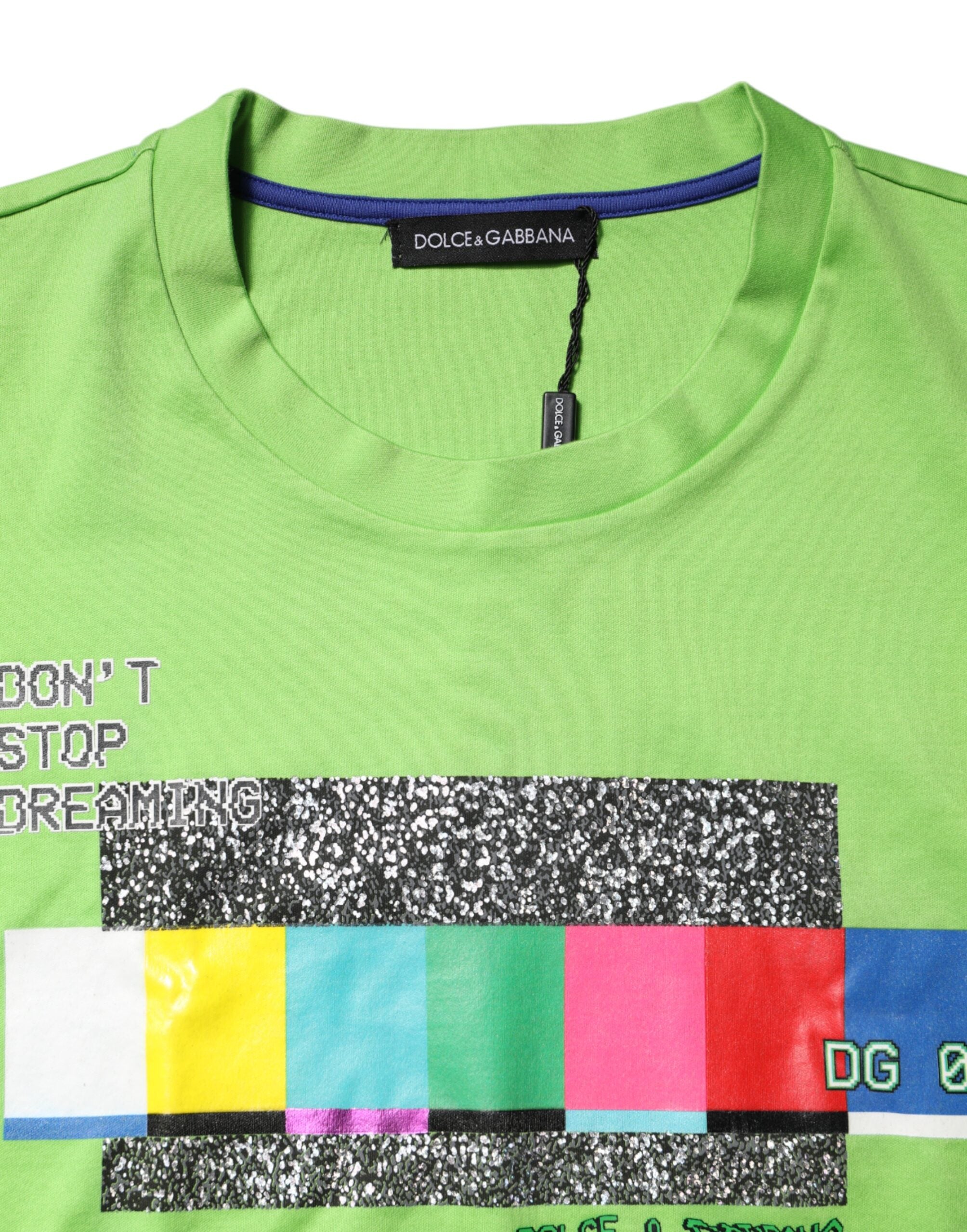 Dolce & Gabbana Green Graphic Printed Round Neck T-shirt