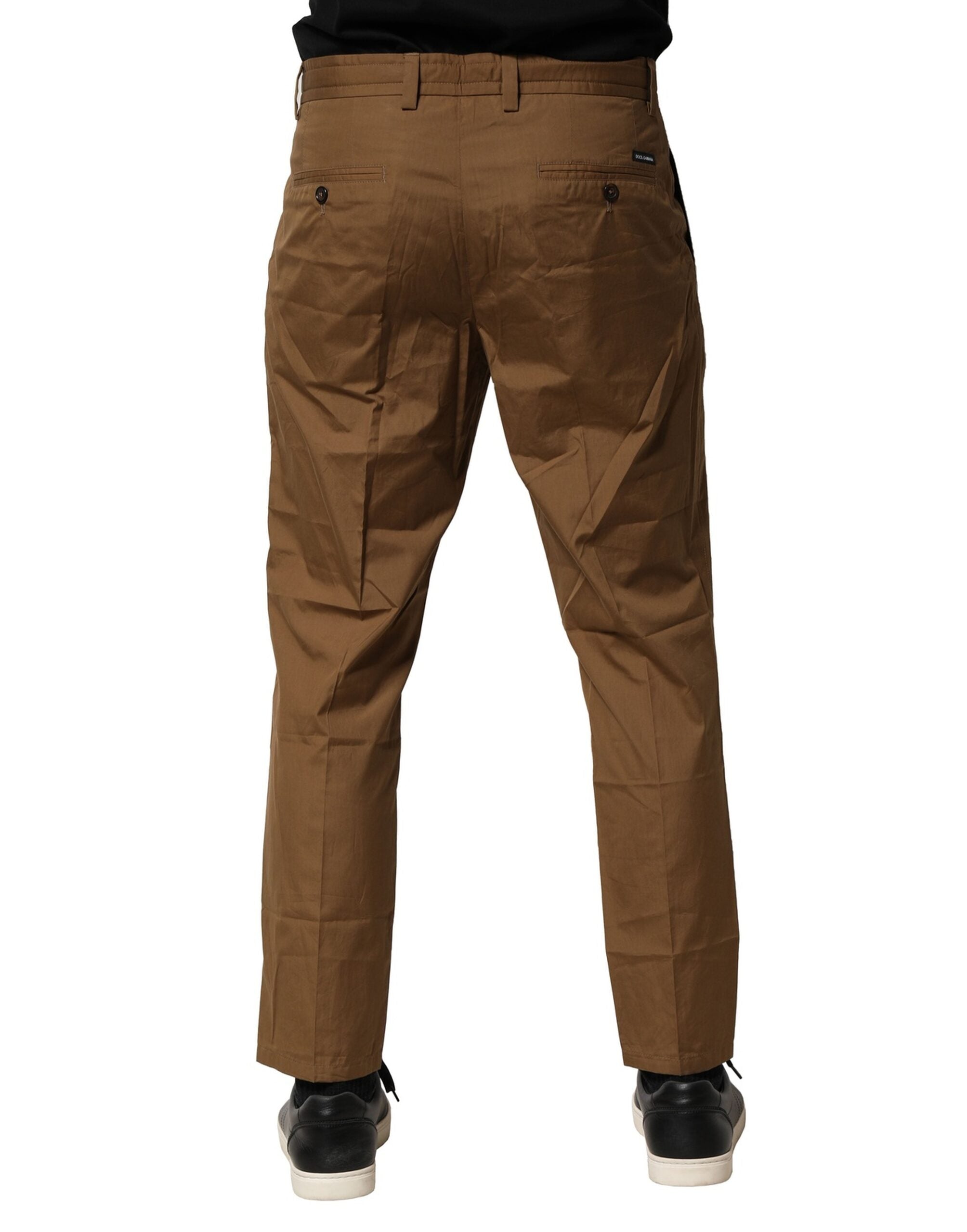Dolce & Gabbana Brown Cotton Chino Mid Waist Men Pants