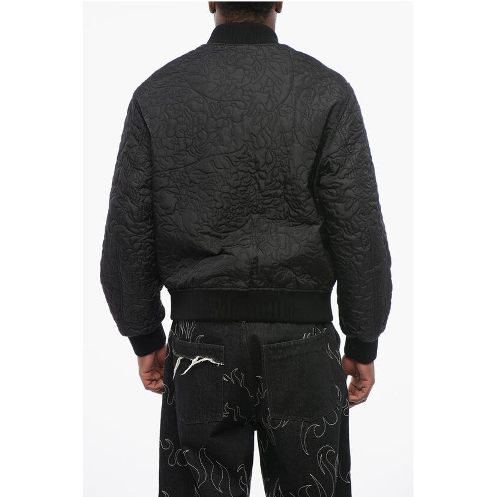 Versace Quilted BAROCCO Bomber Jacket with Jewel Buttons