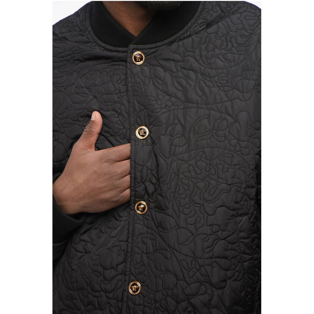 Versace Quilted BAROCCO Bomber Jacket with Jewel Buttons