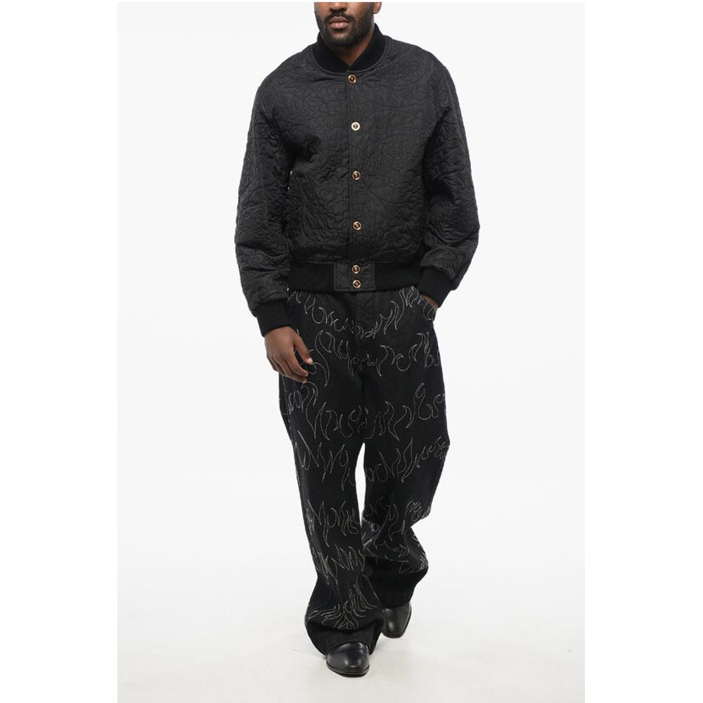 Versace Quilted BAROCCO Bomber Jacket with Jewel Buttons