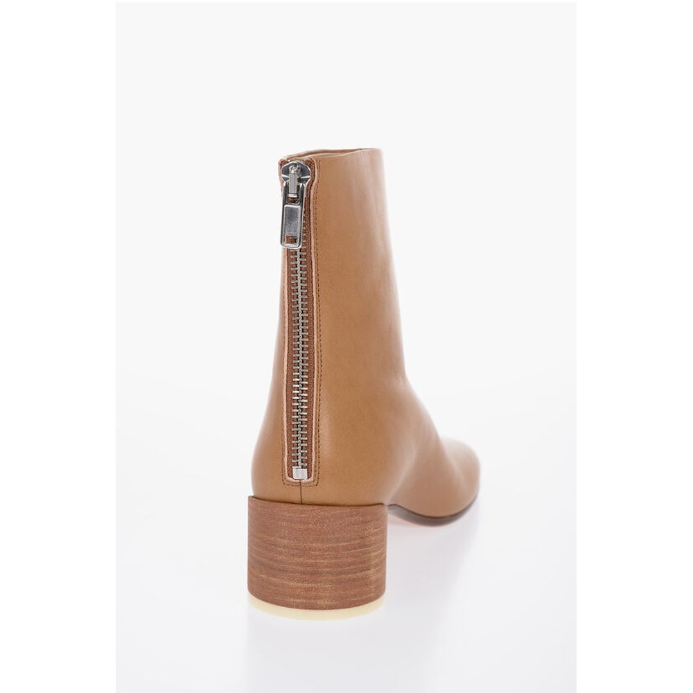 Maison Margiela MM6 Leather Booties With 6 cm Heel