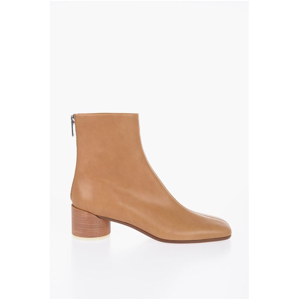 Maison Margiela MM6 Leather Booties With 6 cm Heel