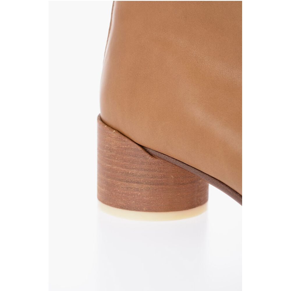 Maison Margiela MM6 Leather Booties With 6 cm Heel