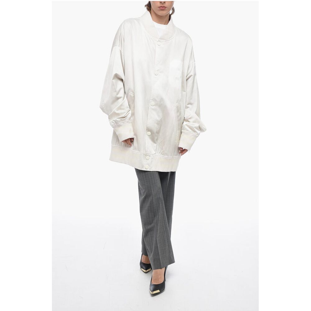 Maison Margiela MM6 Satin Oversized Bomber Jacket with Vintage Effect