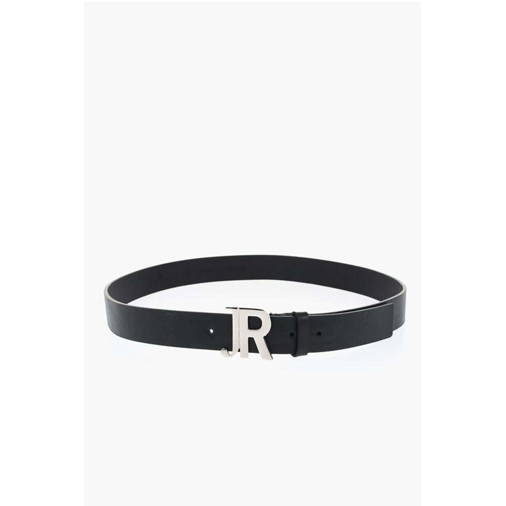 John Richmond Solid Color Leather Belt 35mm