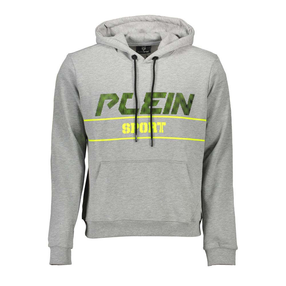 Plein Sport Gray Cotton Men Hooded Sweatshirt