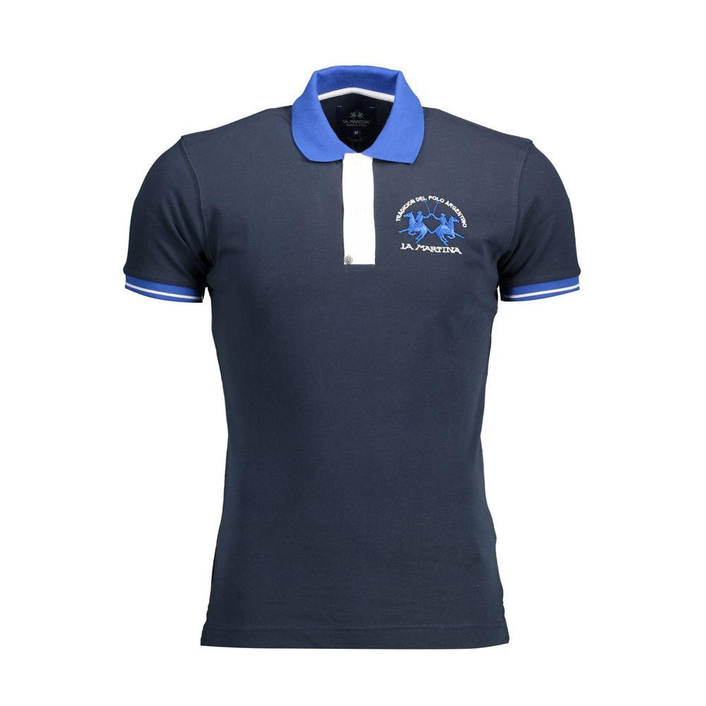 La Martina Blue Cotton Polo Shirt