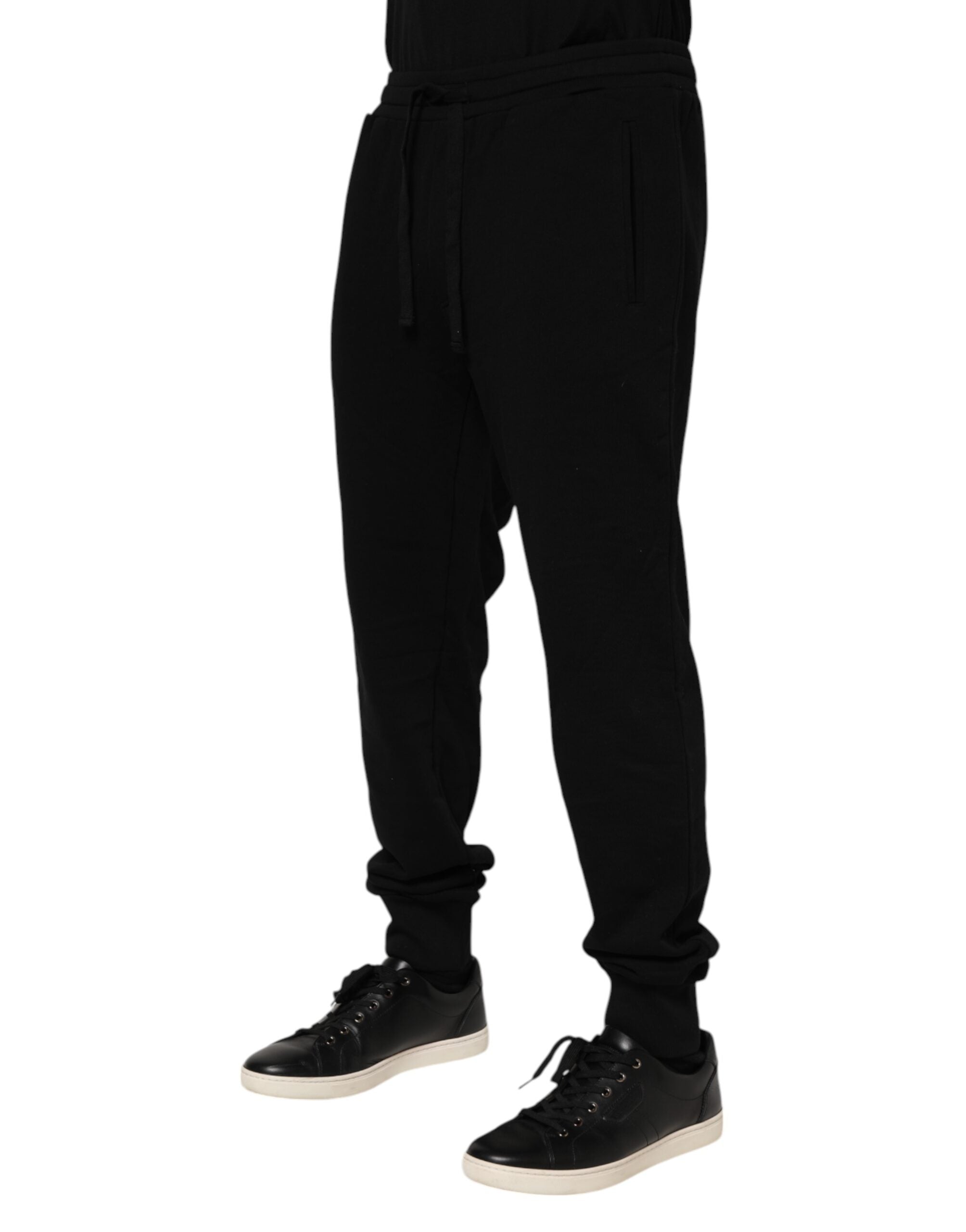 Dolce & Gabbana Black Cotton Crown Jogger Sweatpants Pants