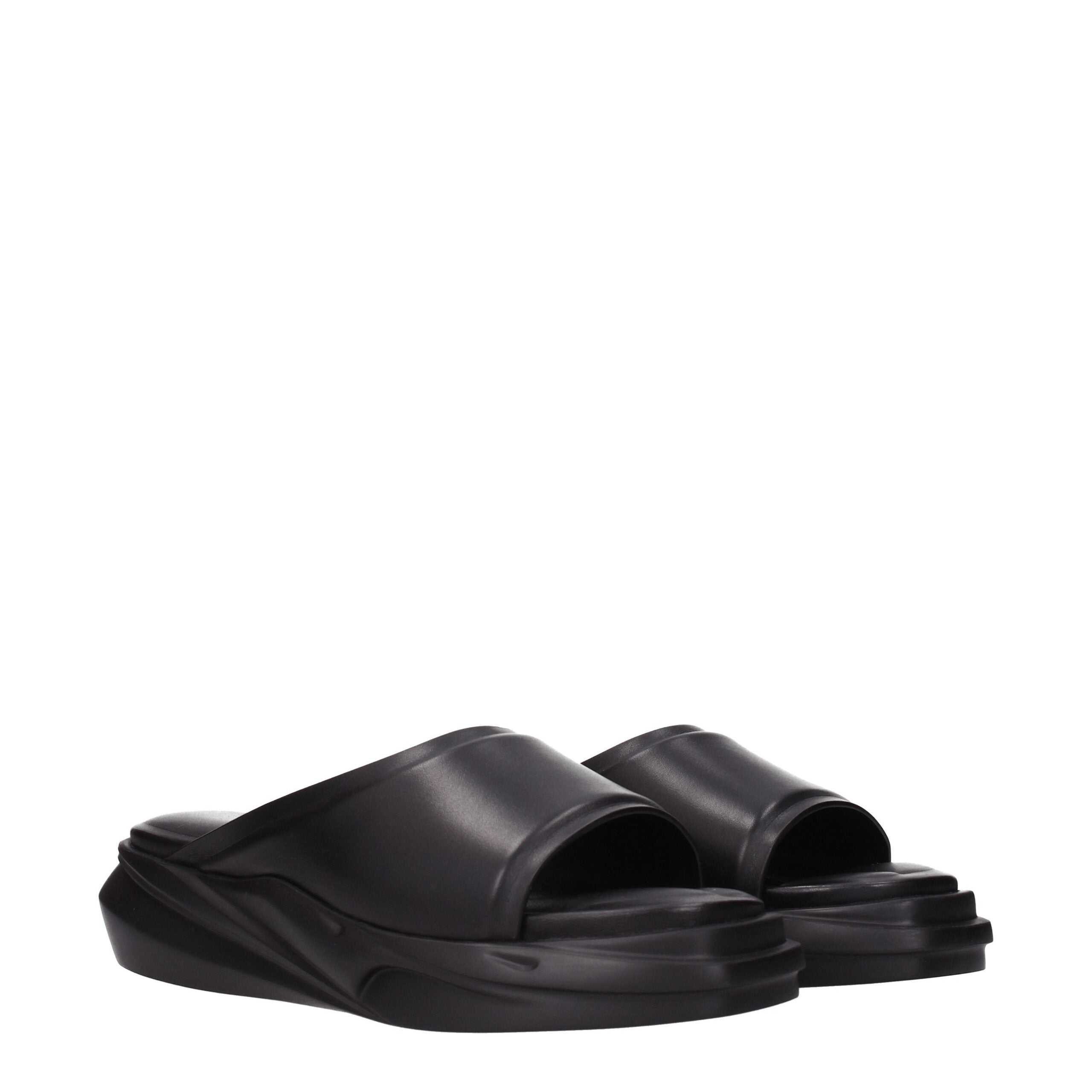 Alyx Black Leather Slippers Sandals