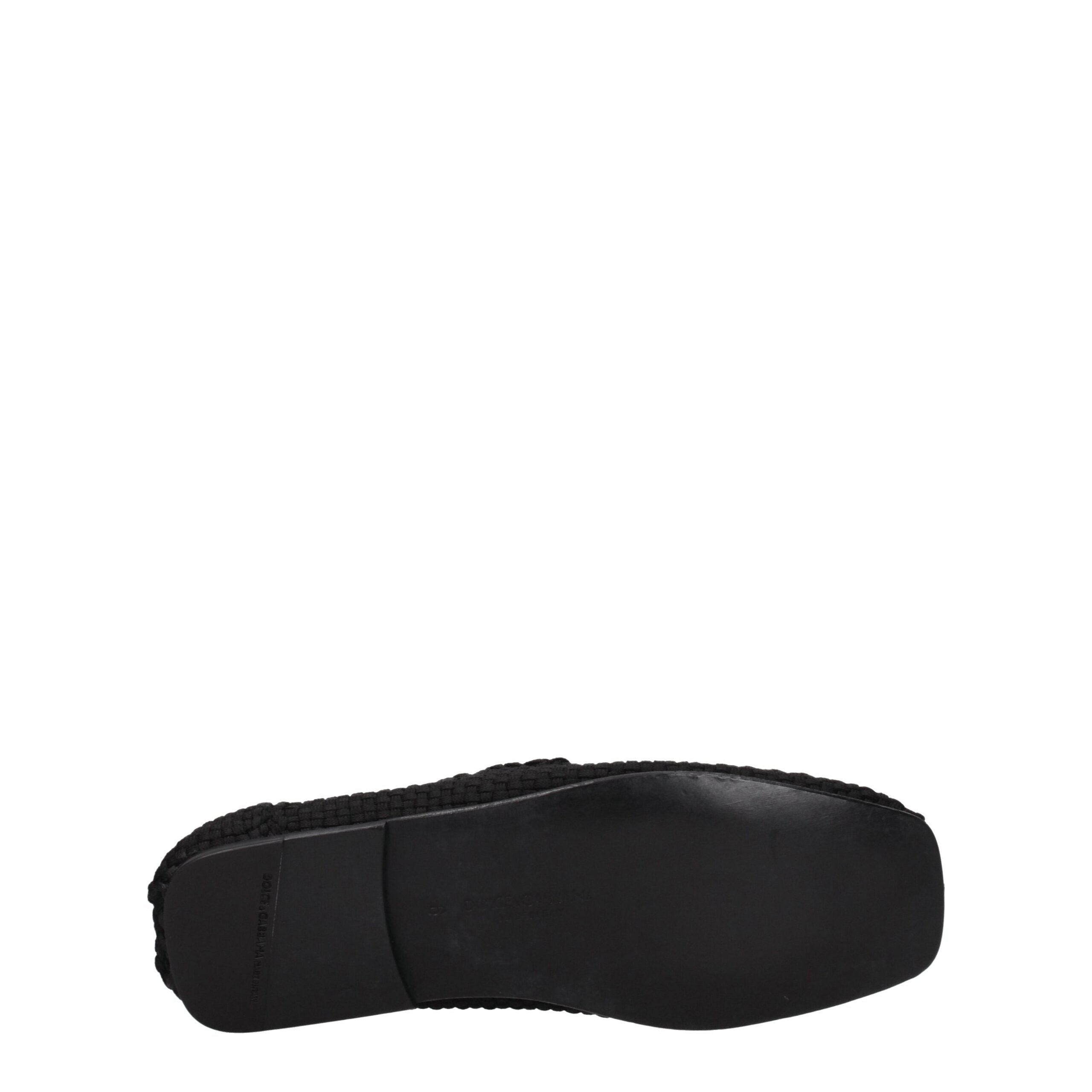 Dolce & Gabbana Black Fabric Slip-On Loafers