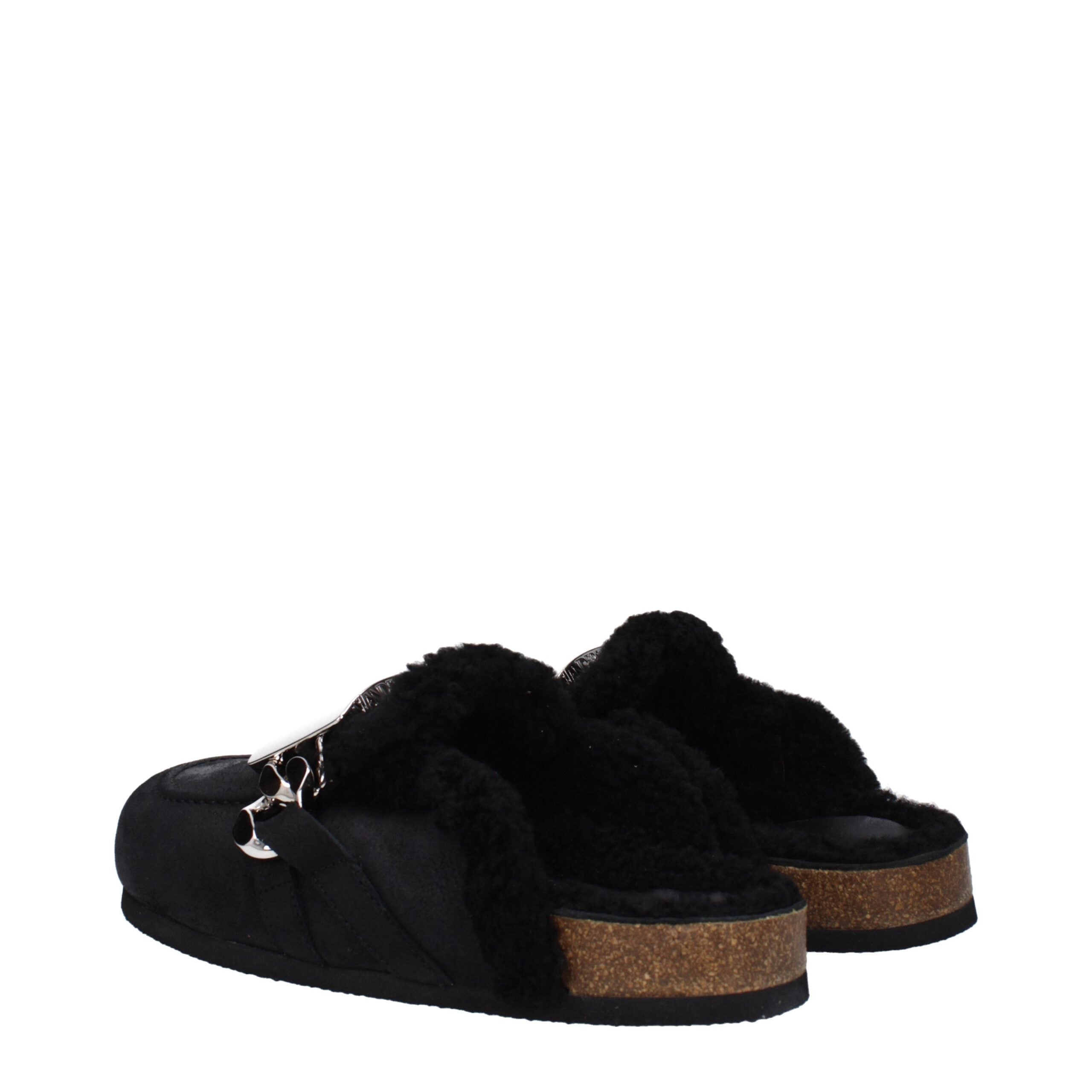 Jw Anderson Black Leather Slippers Sandals