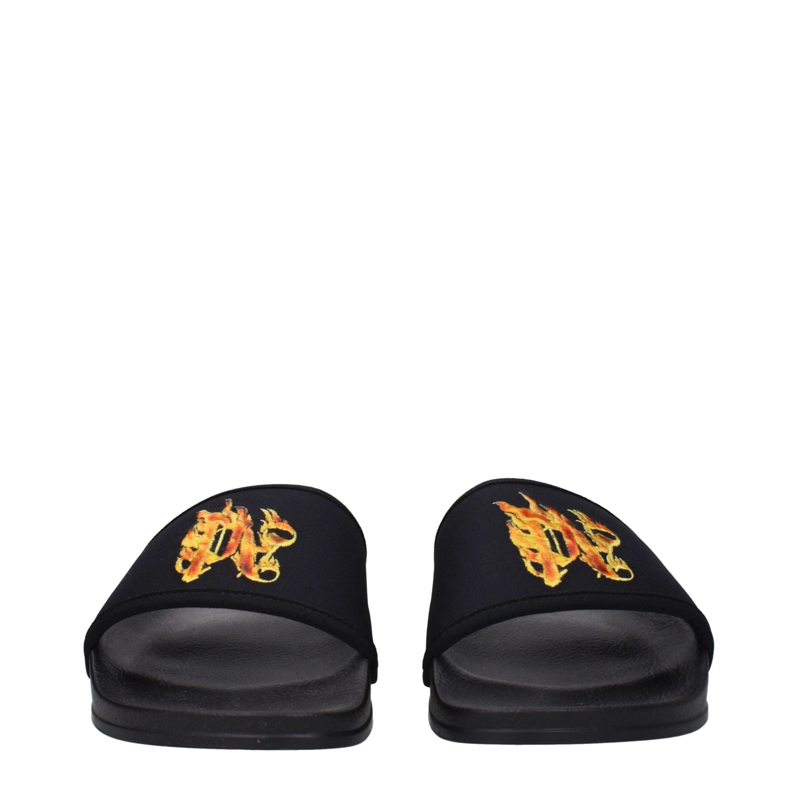 Palm Angels Black Fabric Slippers Sandals