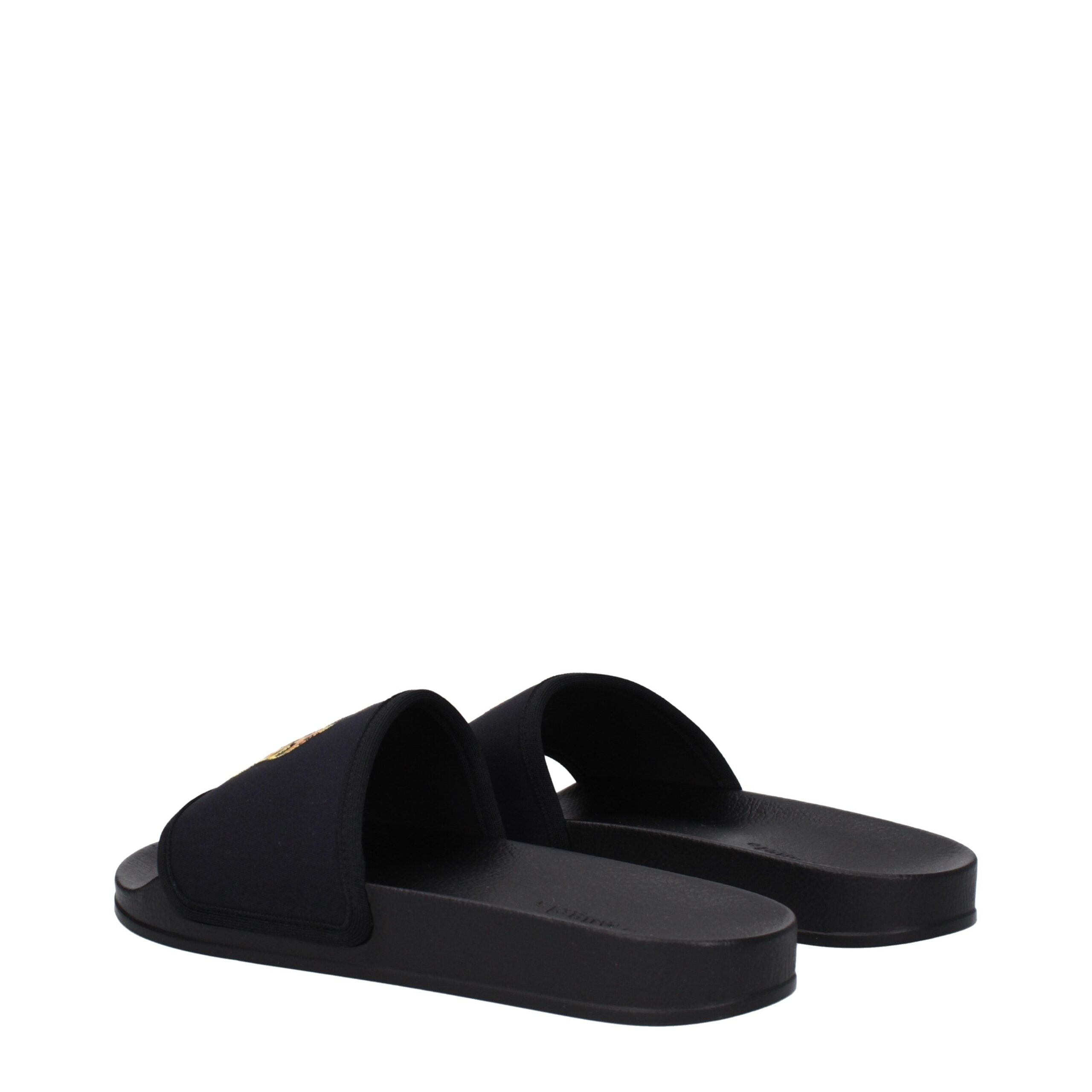 Palm Angels Black Fabric Slippers Sandals