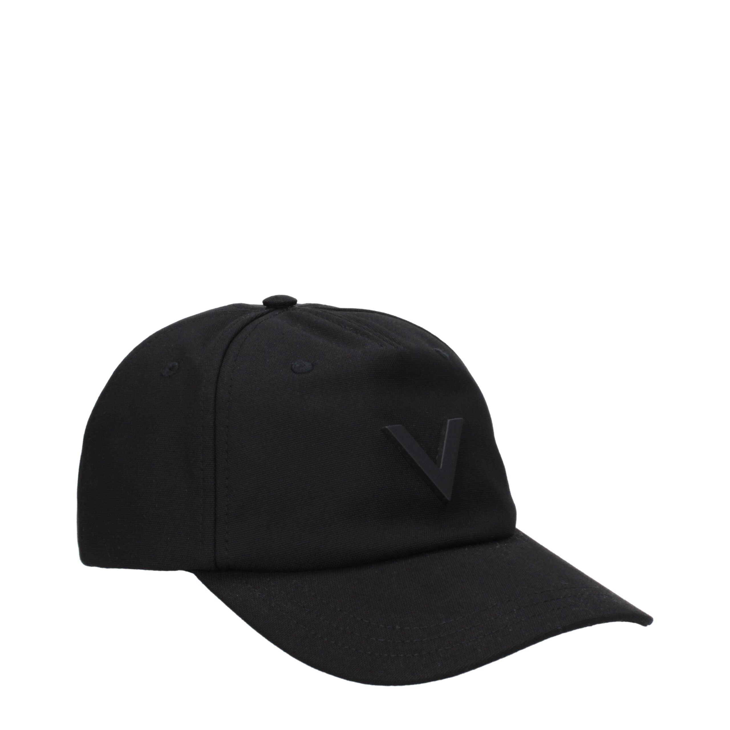 Valentino Garavani Black Cotton Caps (Baseball Hat)