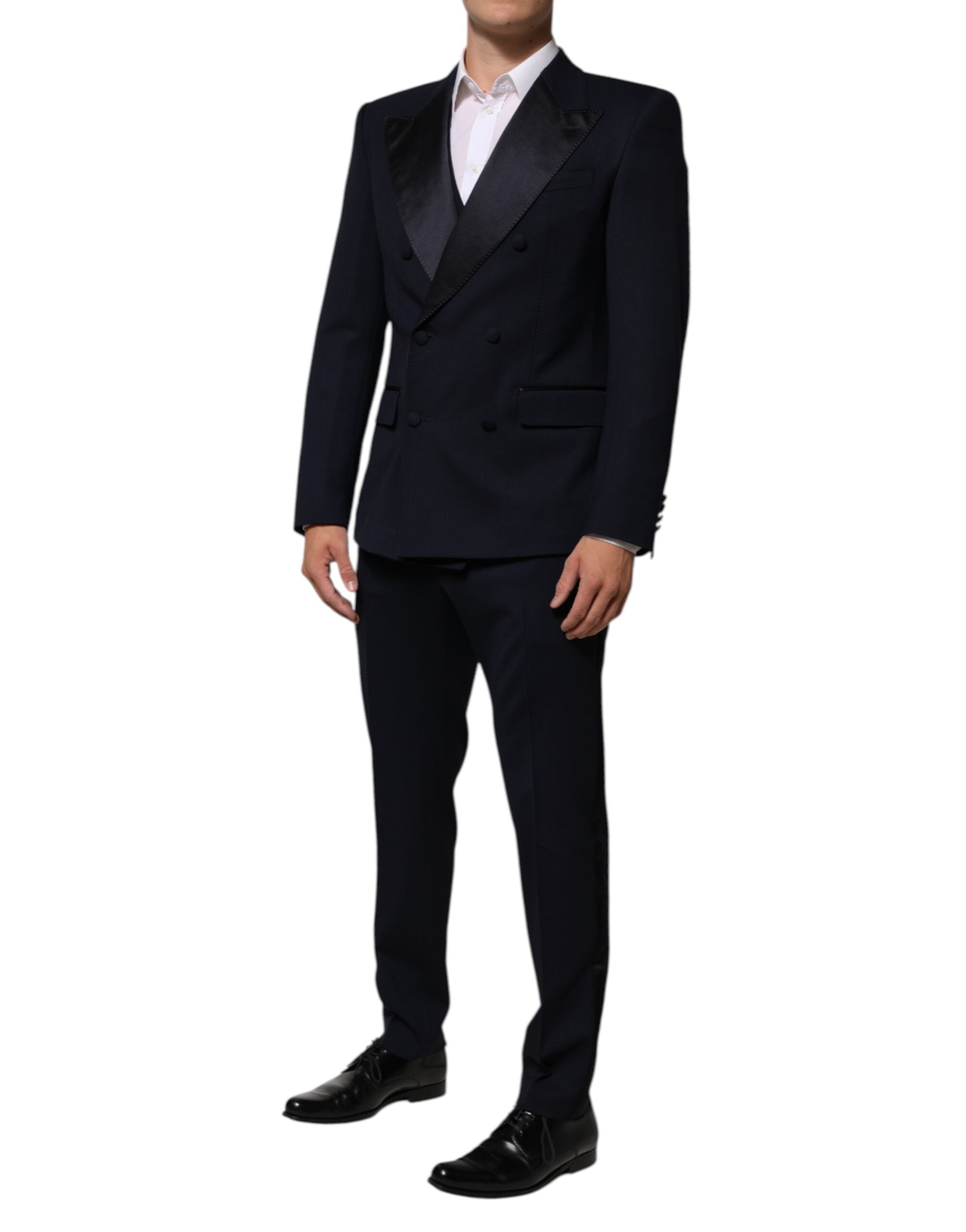 Dolce & Gabbana Black Wool 3 Piece Slim Fit Formal Men Suit