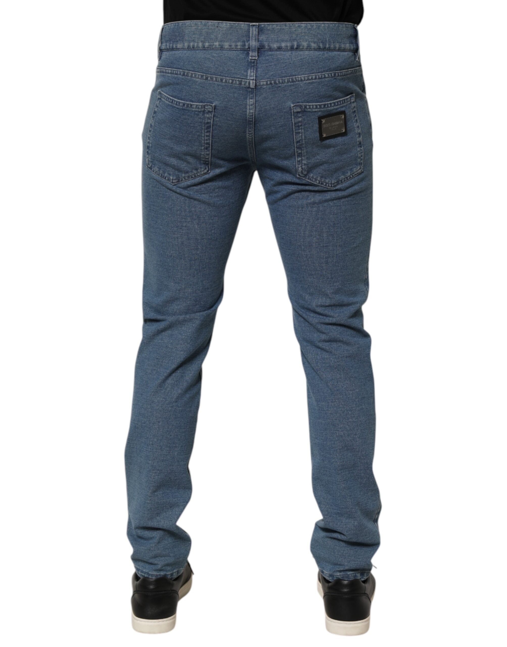 Dolce & Gabbana Blue Cotton Stretch Slim Fit Men Denim Jeans
