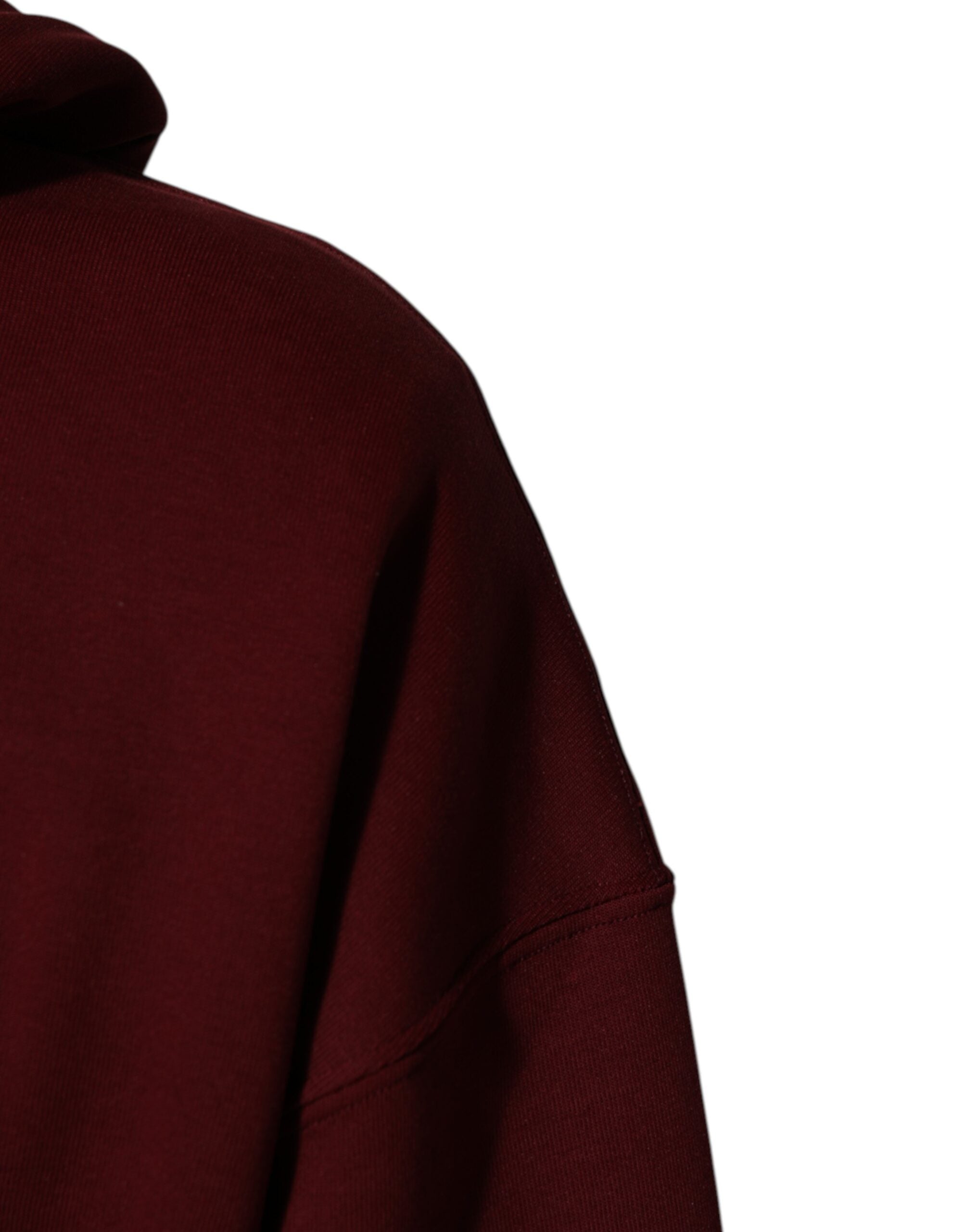 Dolce & Gabbana Maroon Embossed Logo Hooded Sweatshirt Sweater