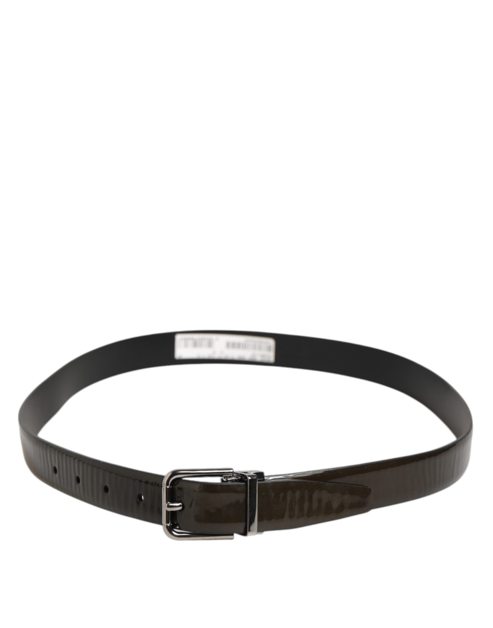 Dolce & Gabbana Brown Glossy Leather Classic Metal Buckle Belt