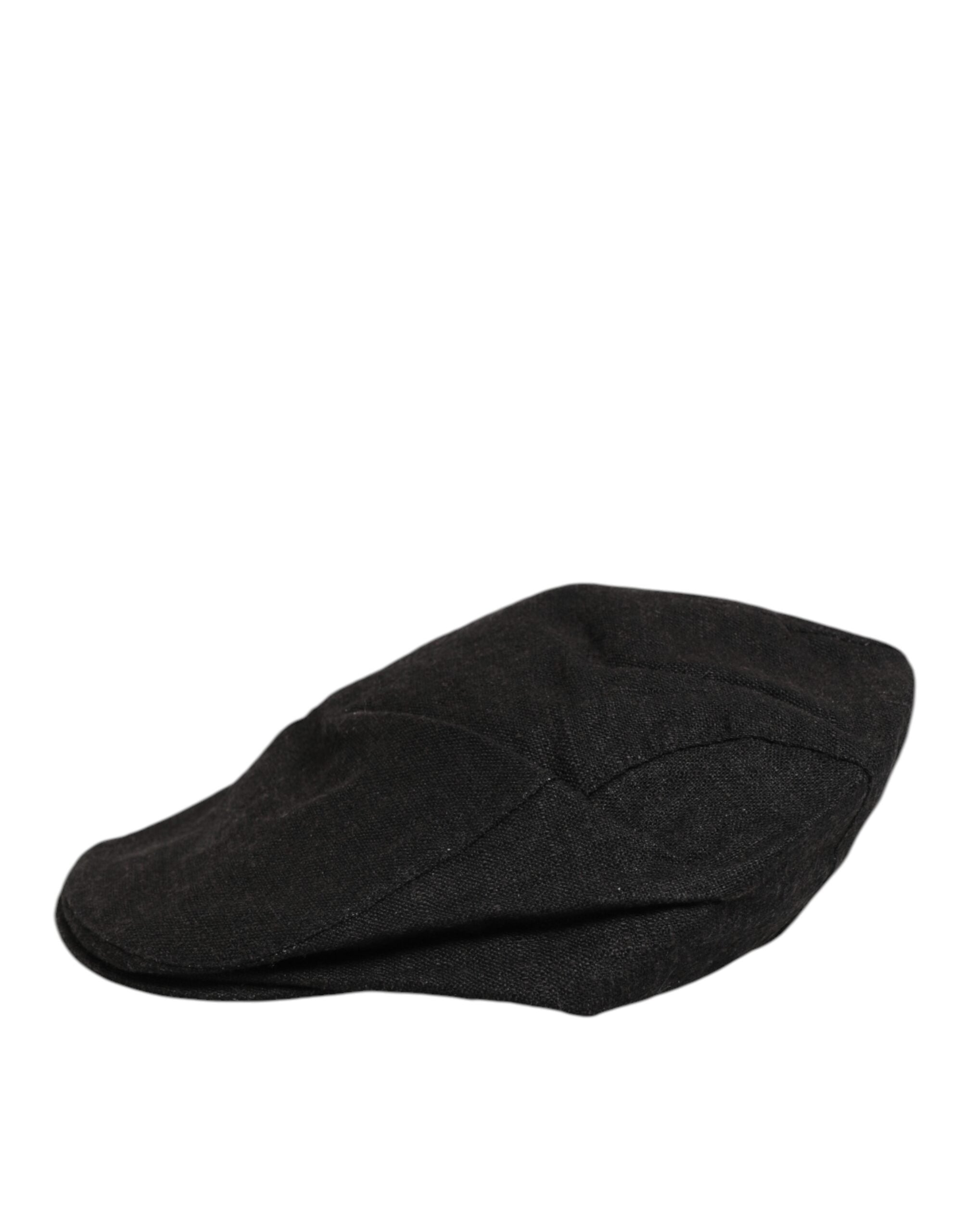 Dolce & Gabbana Black Cotton DG Logo Newsboy Cloth Capello Hat