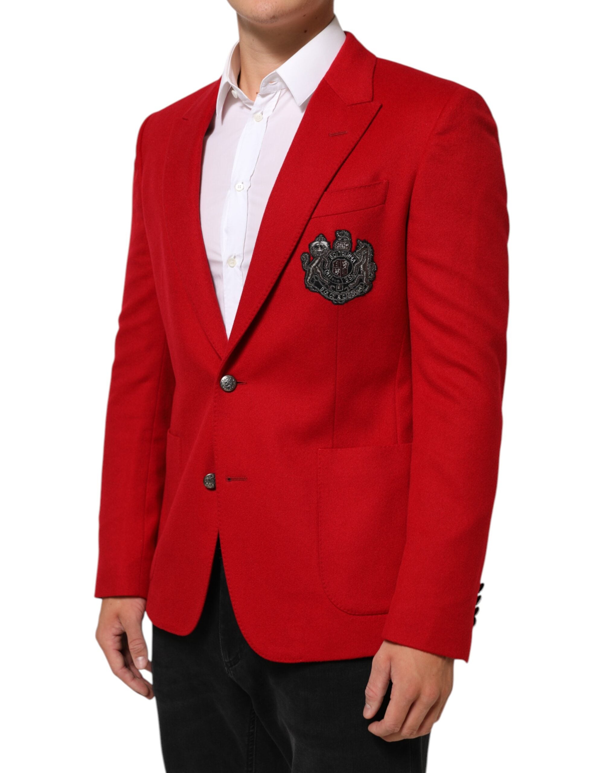 Dolce & Gabbana Red Cashmere 2 Buttons Suit Jacket Blazer