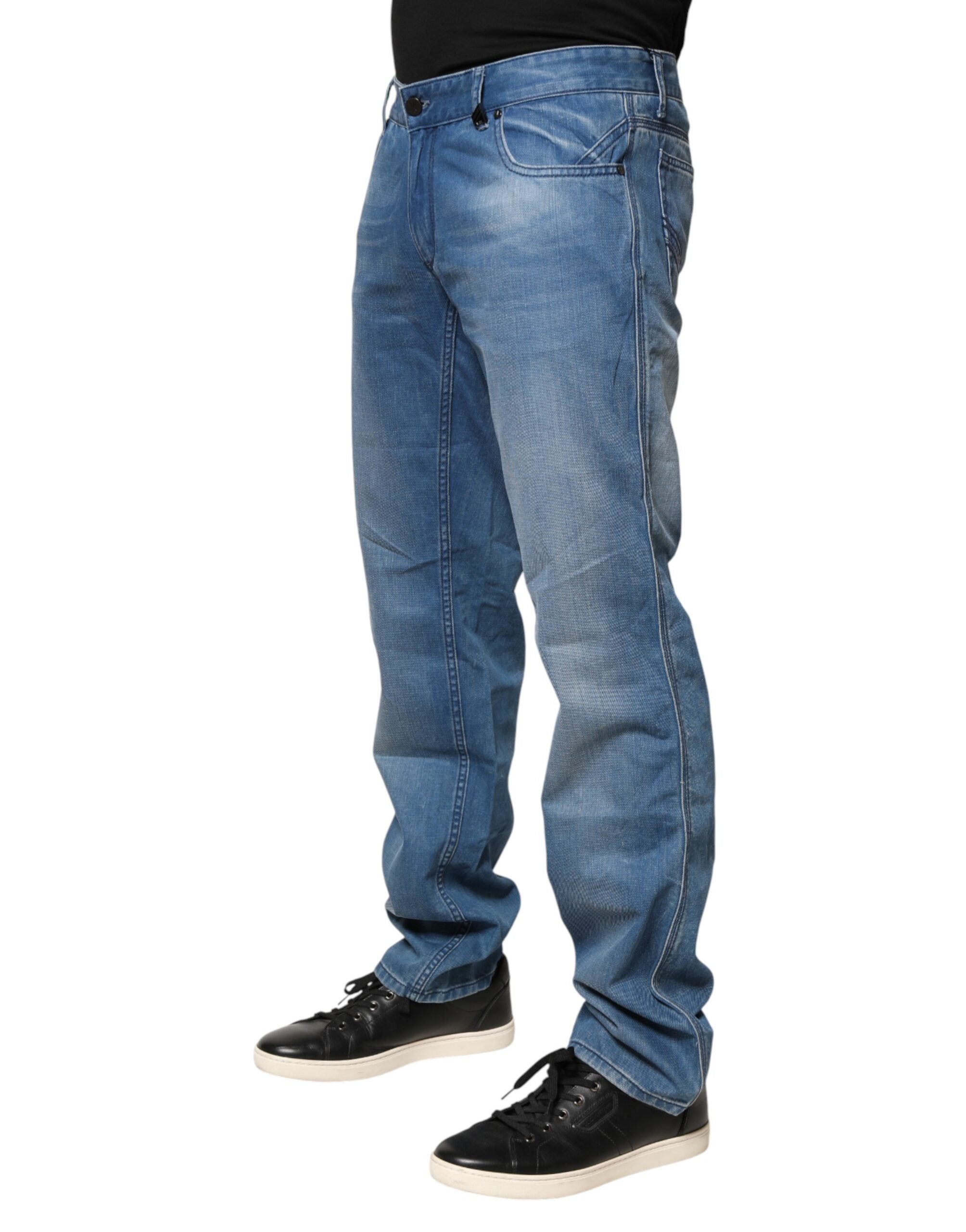 Verri Blue Washed Cotton Skinny Fit Men Denim Trouser Jeans